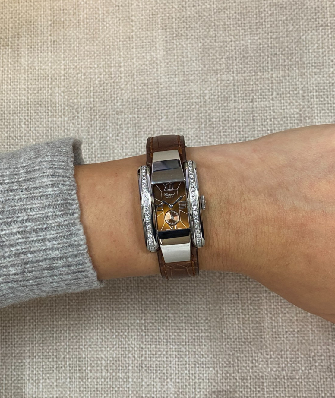 Chopard La Strada Steel Brown Dial Diamond Bezel Ladies Quartz Watch 41/8412
