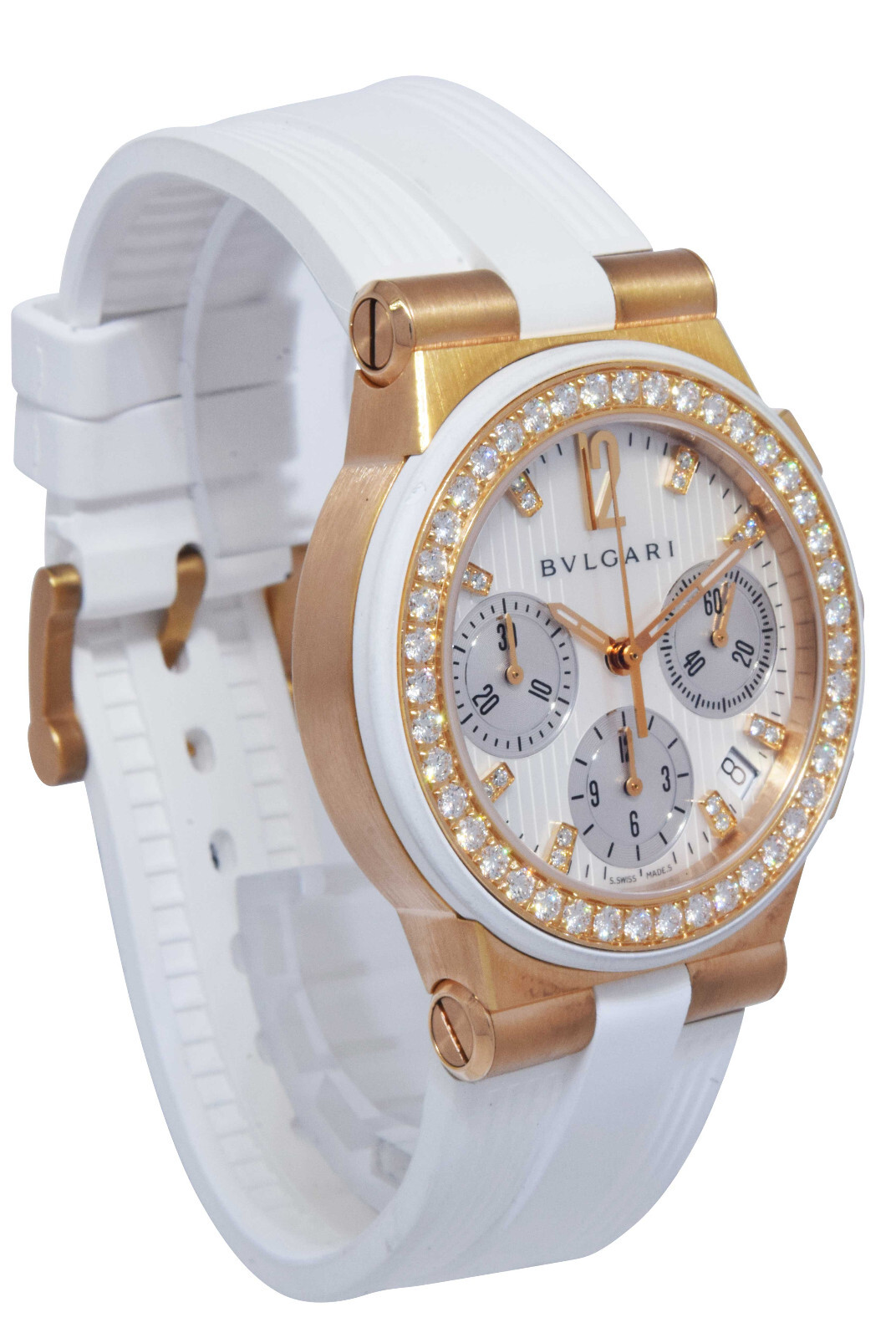 Bvlgari Diagono 18k Rose Gold & Diamond Ladies Automatic Watch B/P DGP35GVCH
