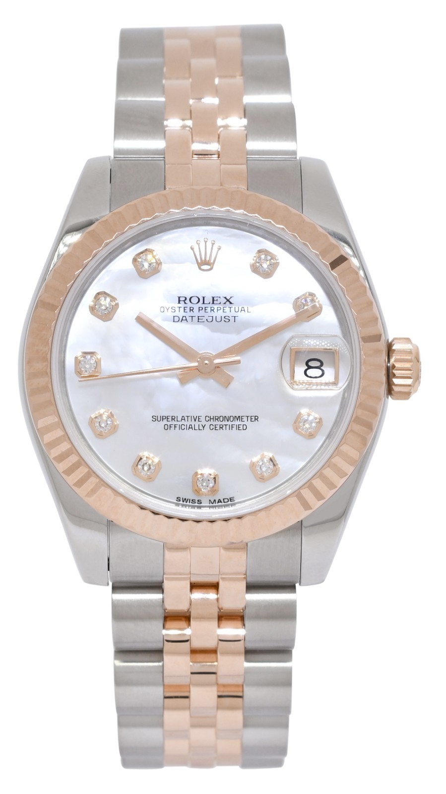 Rolex Datejust 18k Rose Gold/Steel MOP Diamond Dial Ladies 31mm Watch 178271