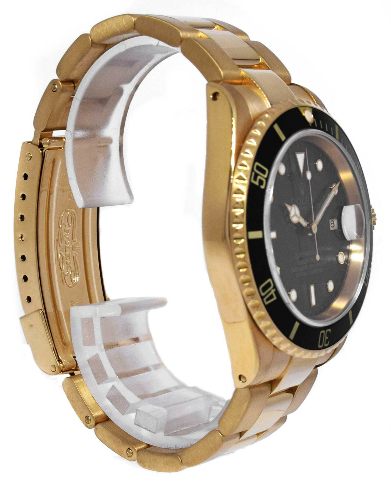 Rolex Submariner 18k Yellow Gold Black Dial/Bezel Mens 40mm Watch/ Box X 16618
