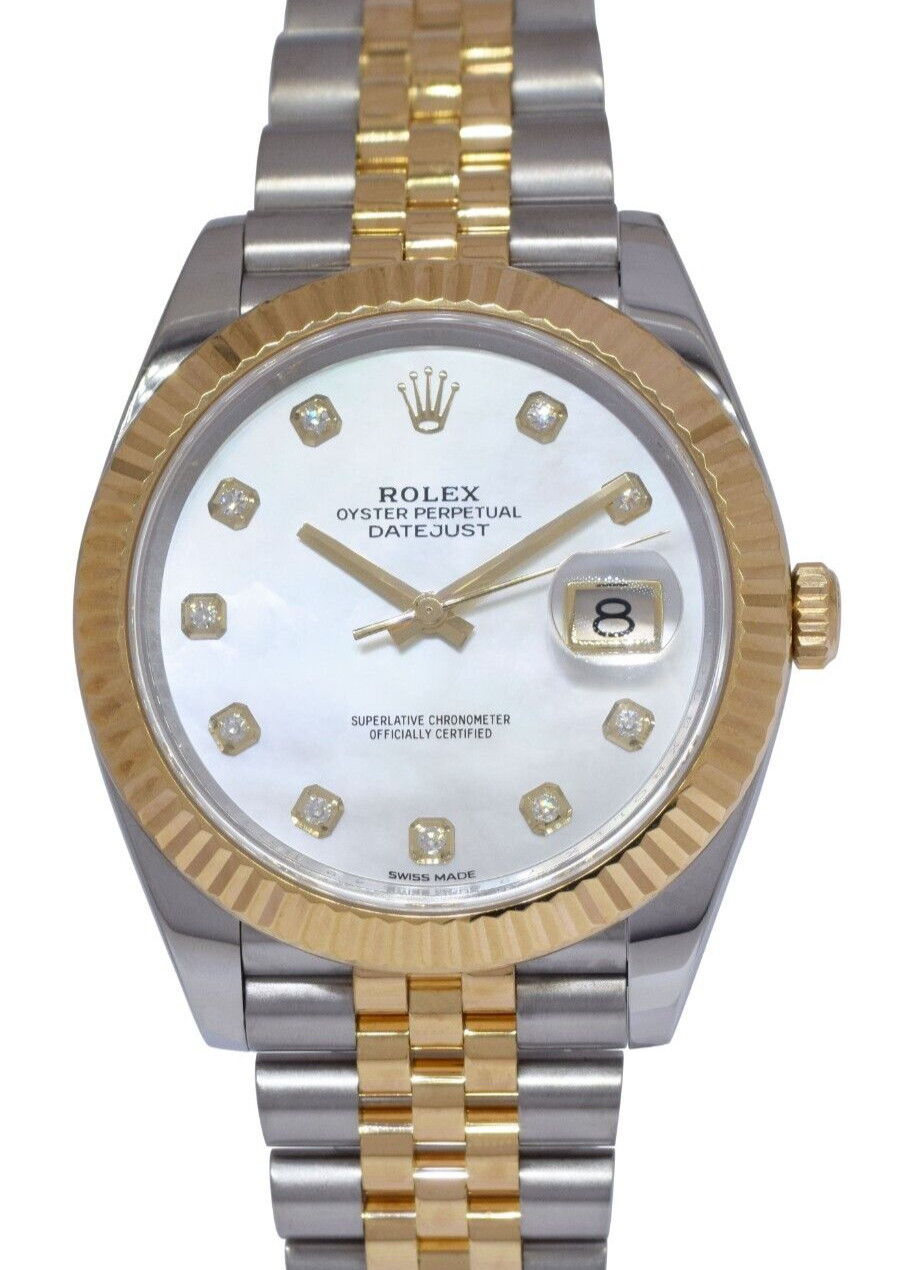 Rolex Datejust 41 18k Yellow Gold/Steel MOP Diamond Dial Watch +Card '19 126333 Rolex Datejust 41 18k Yellow Gold/Steel MOP Diamond Dial Watch +Card '19 126333