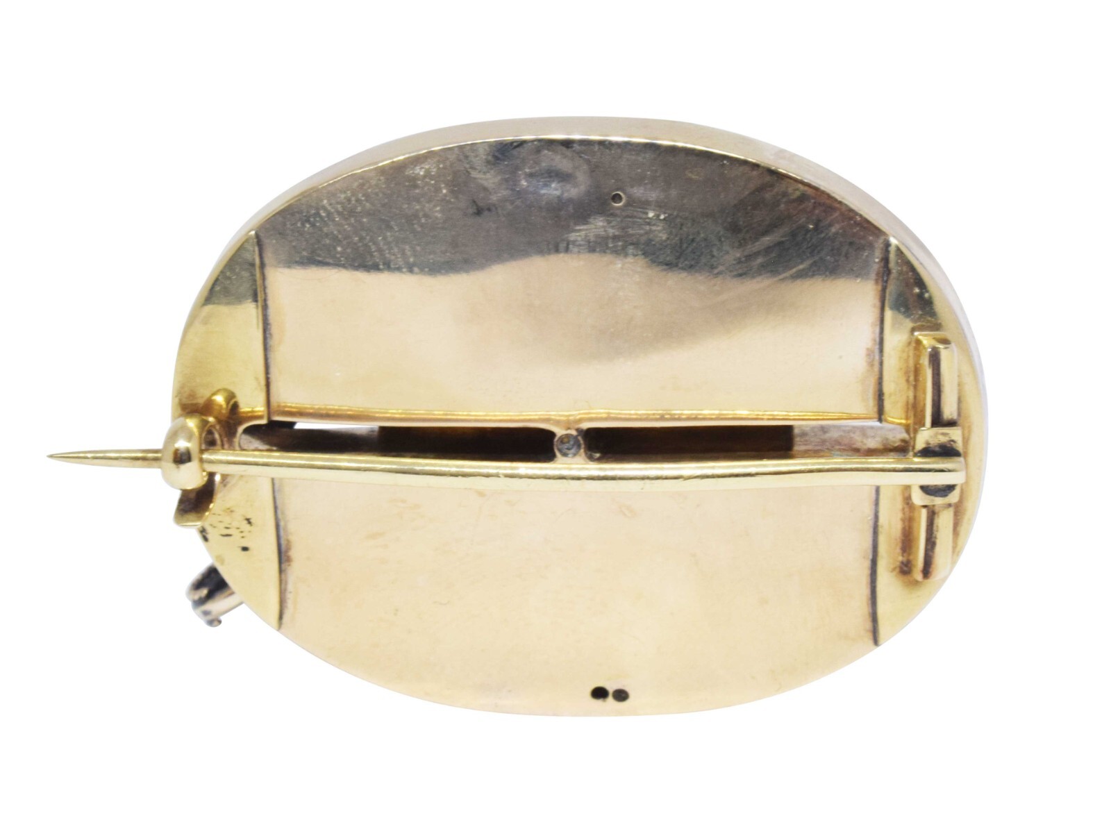 14K Yellow Gold Vintage Pearl & Enamel Brooch