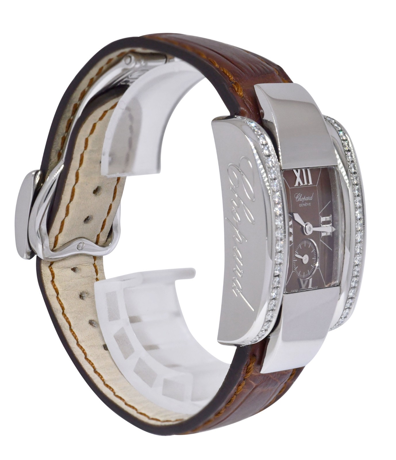 Chopard La Strada Steel Brown Dial Diamond Bezel Ladies Quartz Watch 41/8412