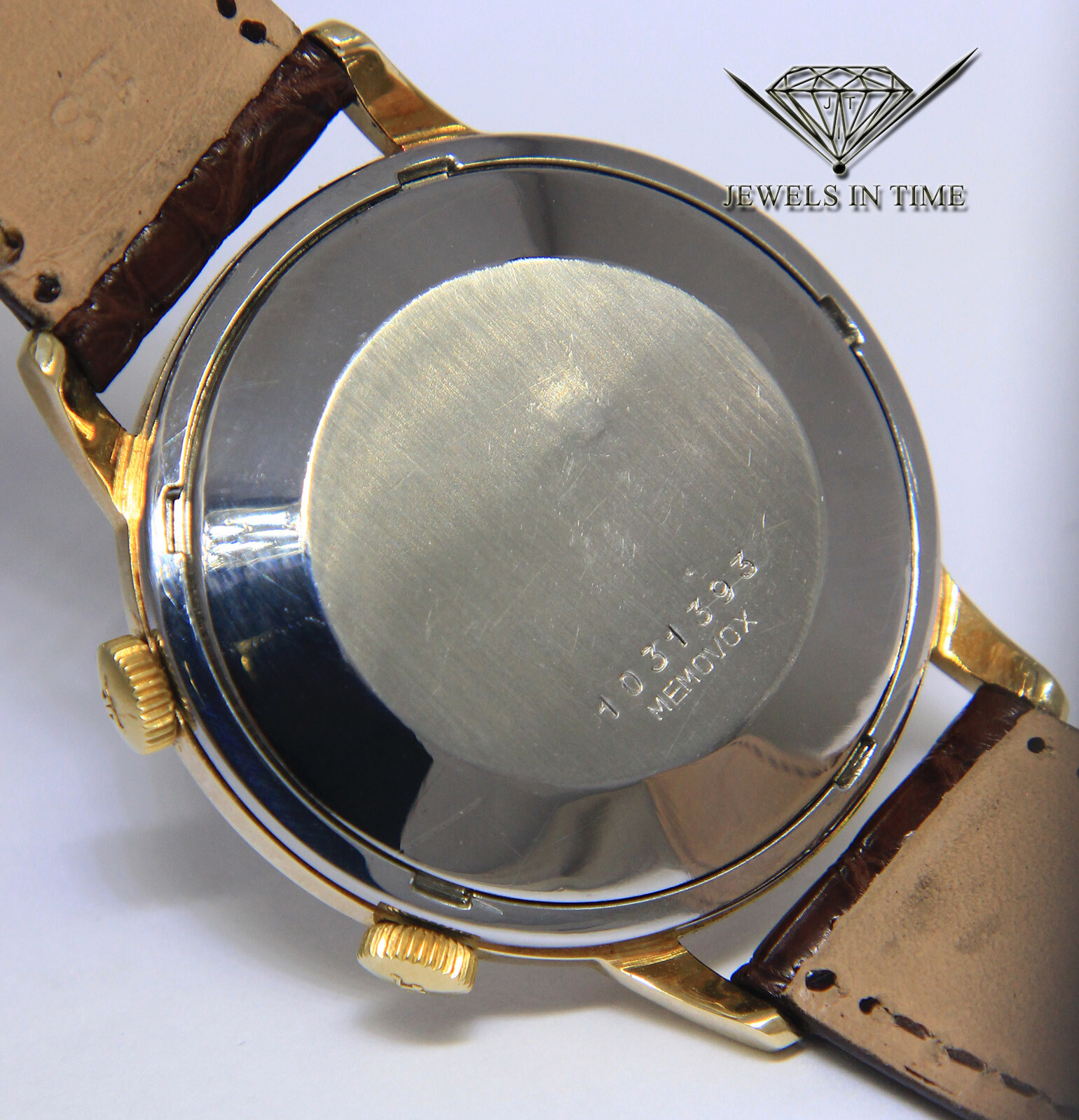 Jaeger LeCoultre Memovox Alarm 18k Gold Shell Vintage Mens 37mm Automatic Watch