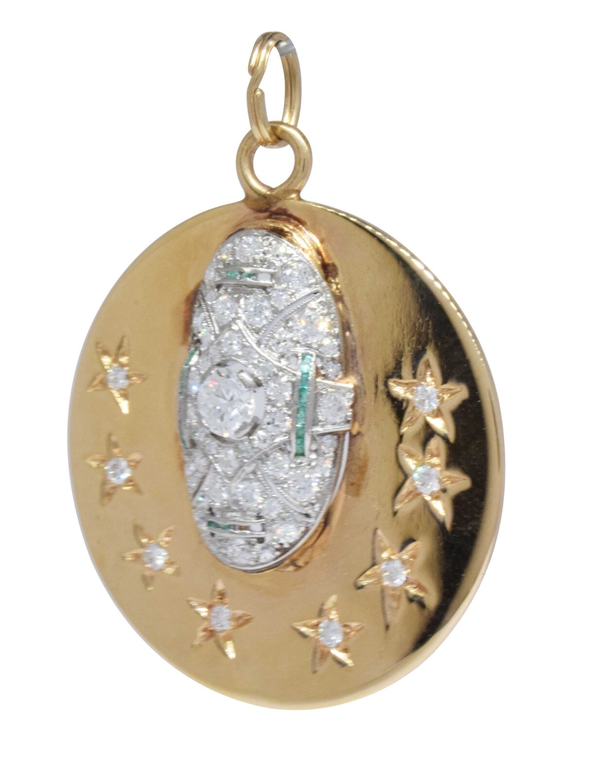 Custom Diamond/Emerald Yellow Gold/Platinum Pendant Custom Diamond/Emerald Yellow Gold/Platinum Pendant