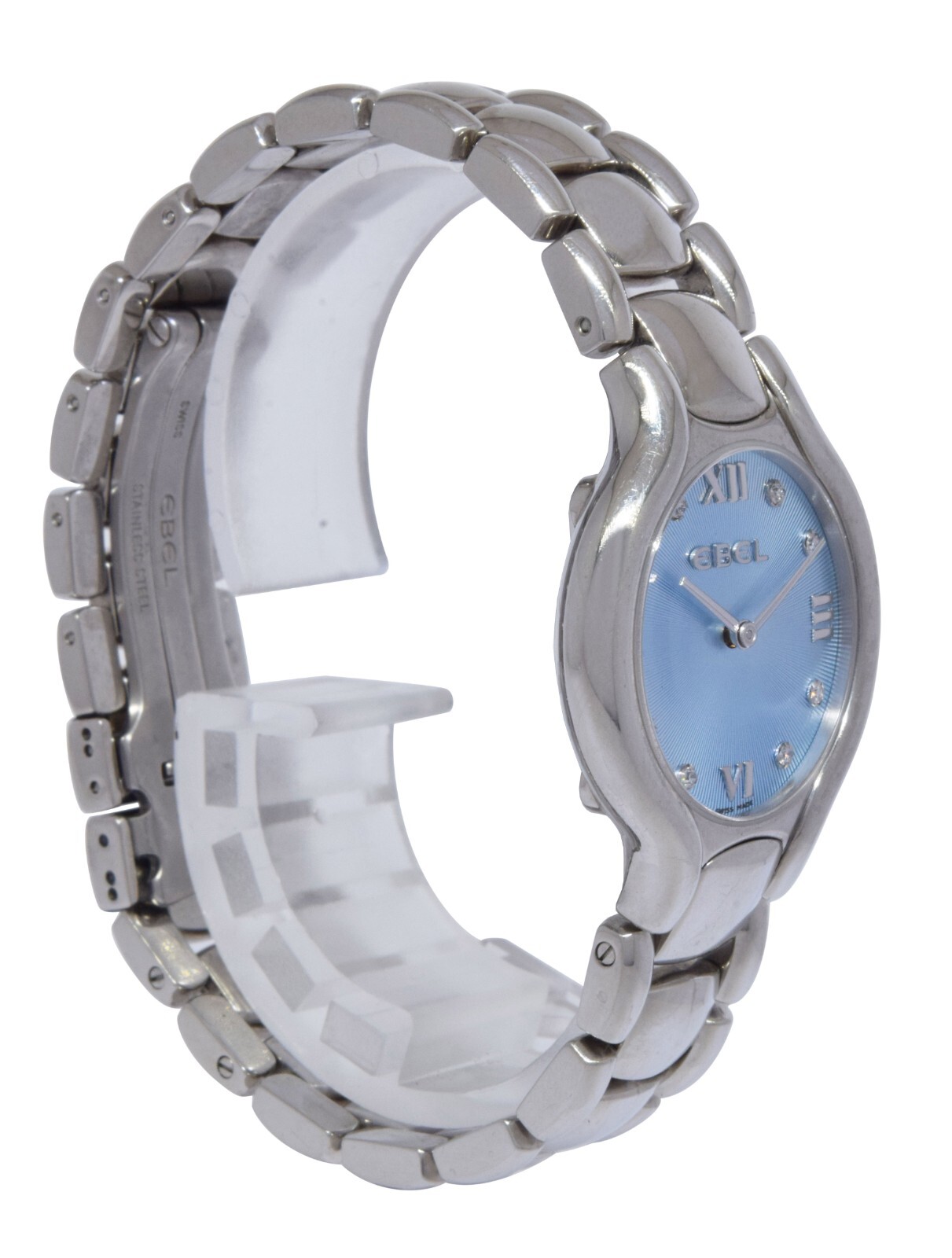 Ebel Beluga Steel Blue Sunburst Diamond Dial Ladies 27mm Quartz Watch E9157421