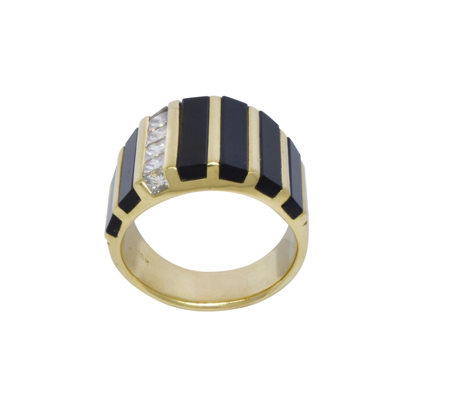 Piaget 18k Yellow Gold Gents Diamond & Onyx Ring Size 12 / 67 EU