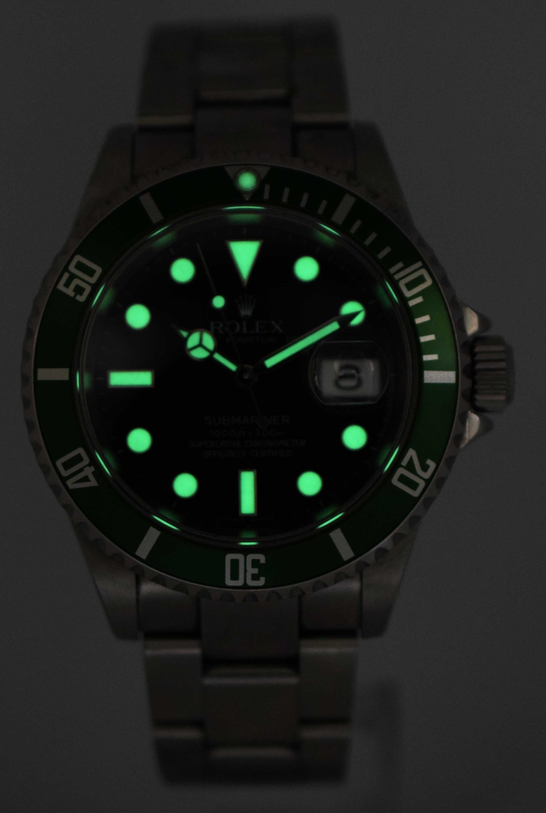 Rolex Submariner Date Kermit Green Bezel Steel Mens Automatic Watch Z 16610