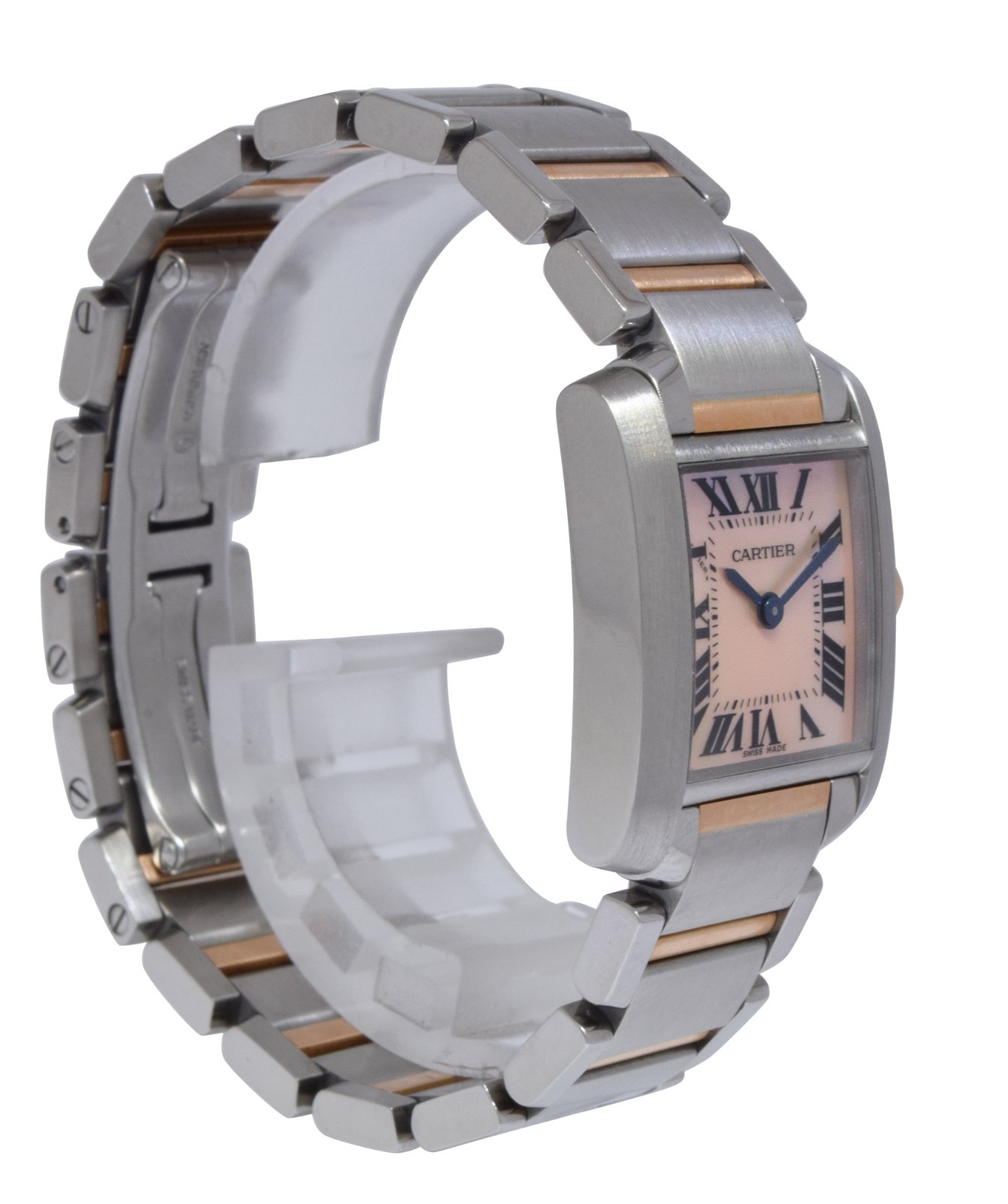 Cartier Tank Francaise Small 18k Rose Gold/Steel Pink MOP Dial Ladies Watch 2384