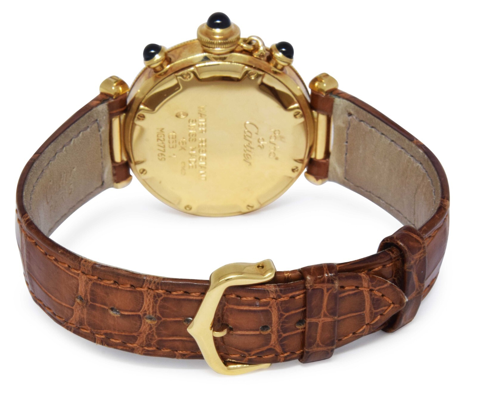 Cartier Pasha 35mm Chronograph 18K Yellow Gold Quartz Mens Wrist Watch 1353