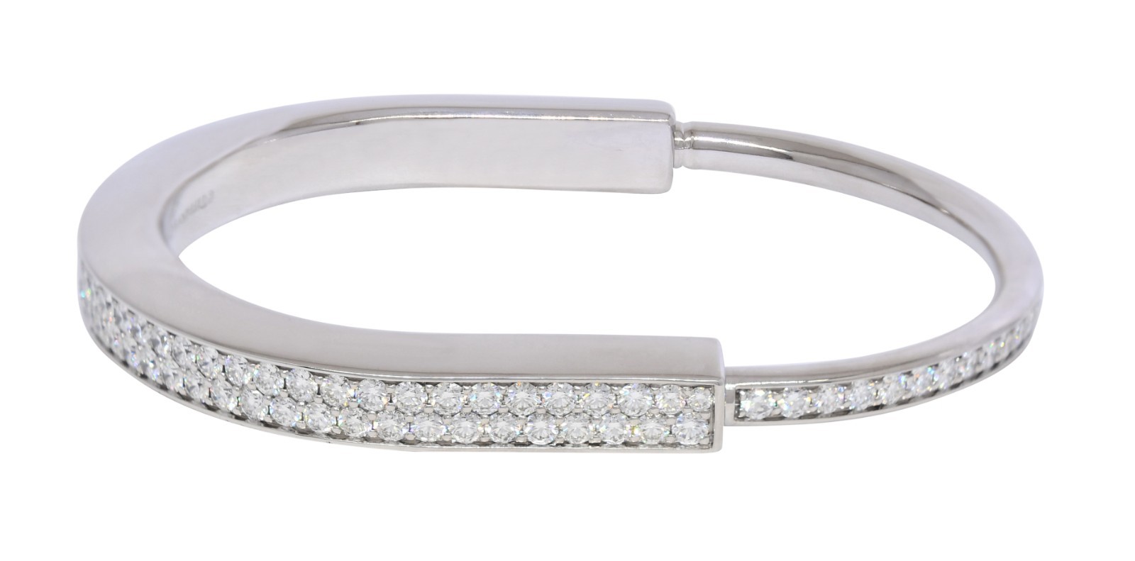 Tiffany & Co. Tiffany Lock Bangle Full Pave Diamond White Gold Bracelet Medium