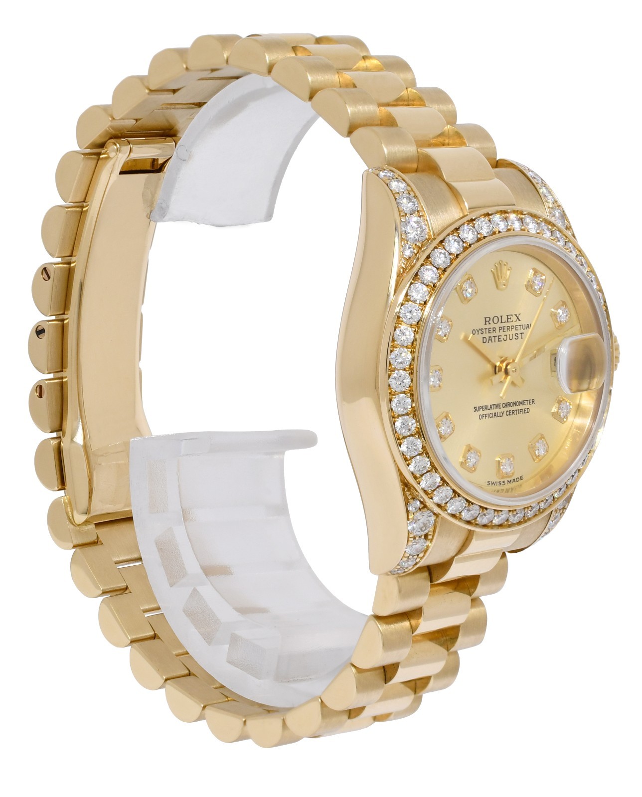 Rolex Datejust President 18k Yellow Gold Sundust Diamond 26mm Watch K 179158