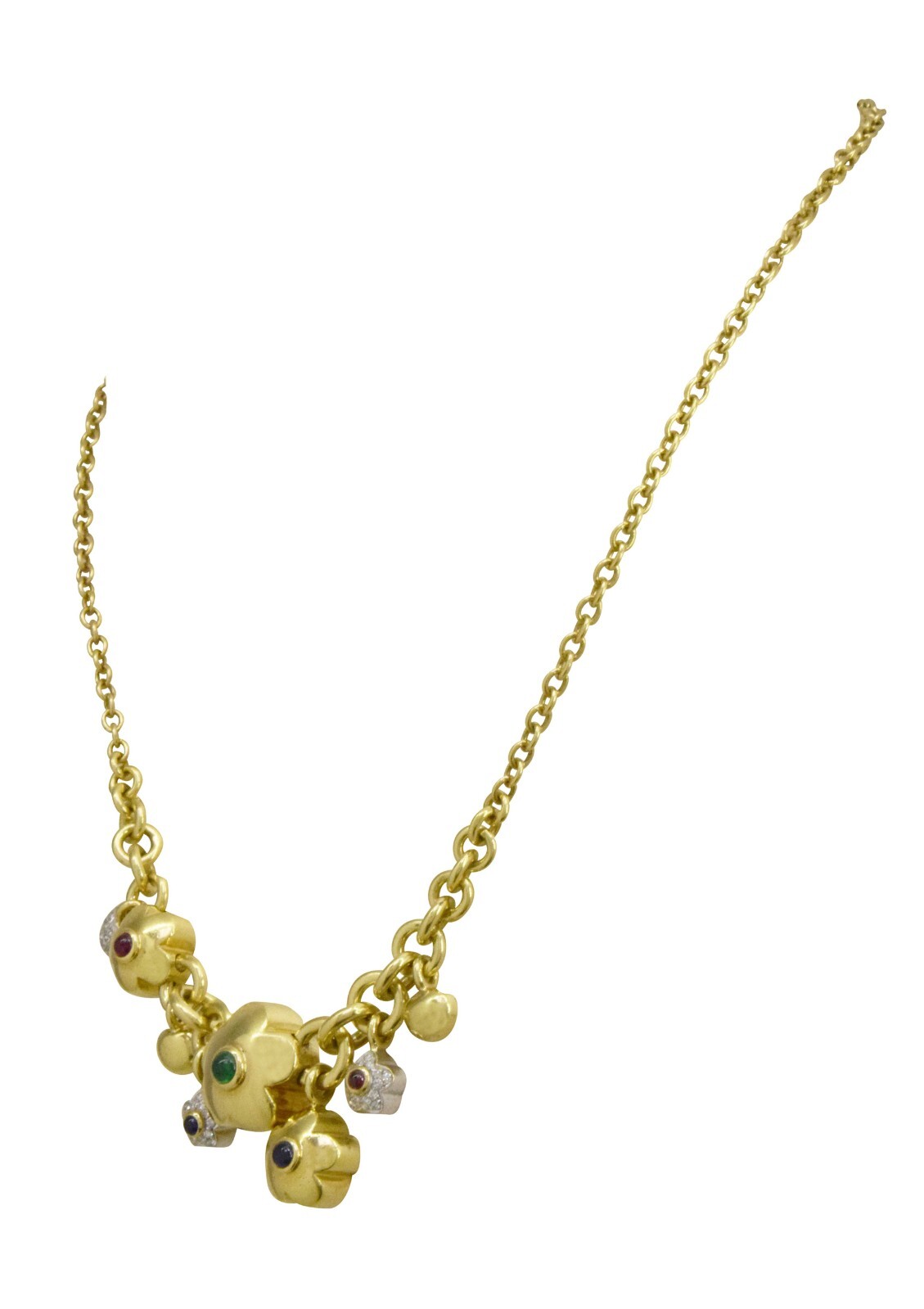 Ladies Dangle Charm Necklace 18K Yellow Gold 16.5"
