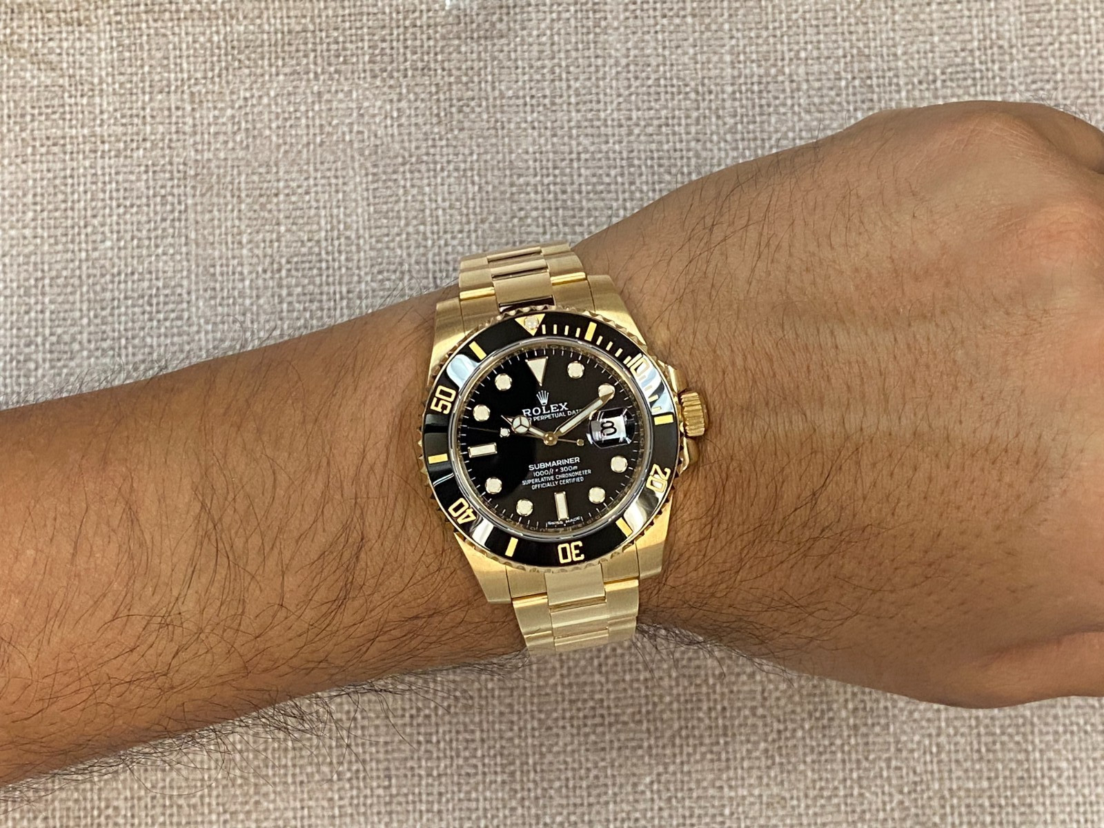 Rolex Submariner Date 18k Yellow Gold Black Ceramic 40mm Watch B/P '19 116618