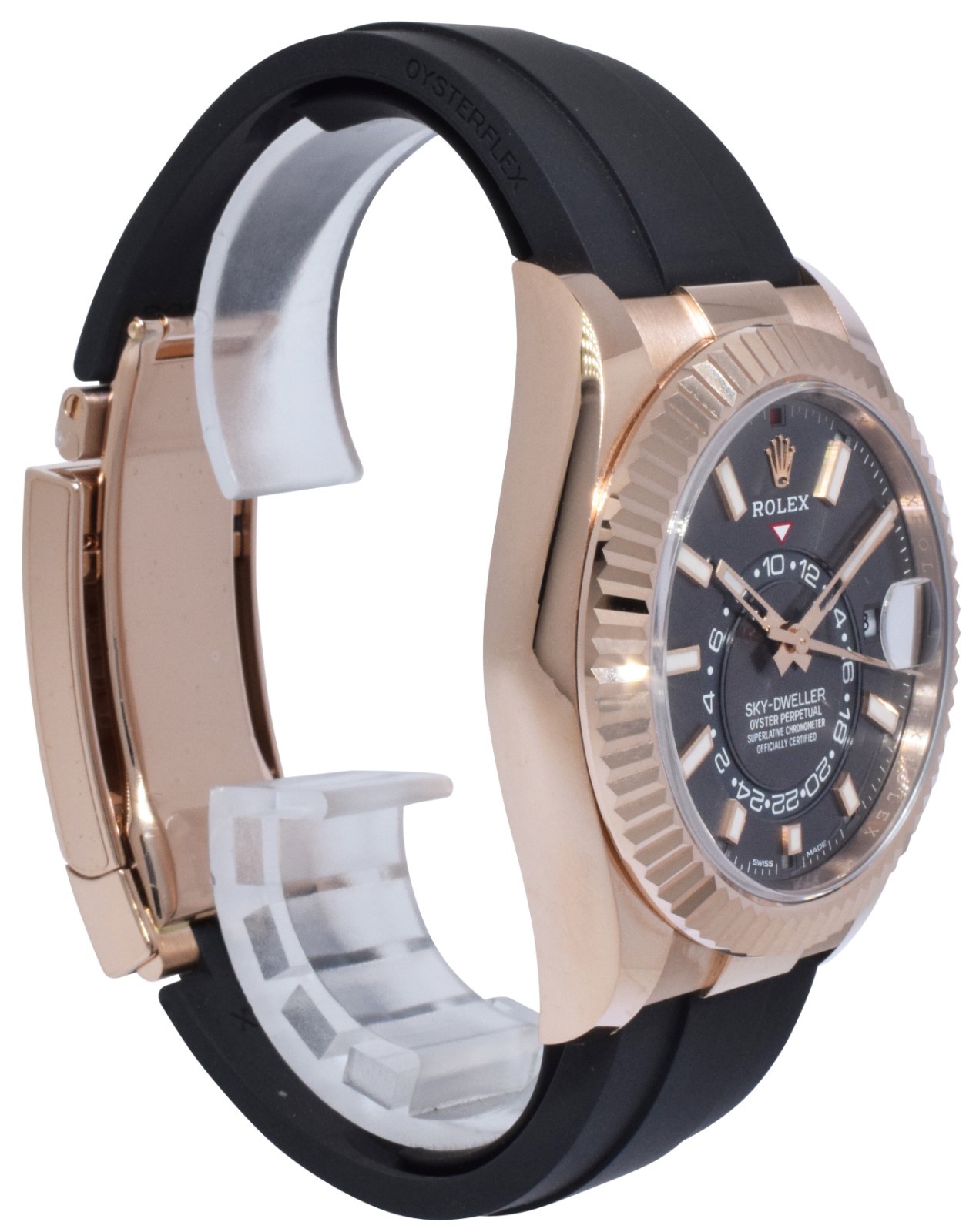 Rolex Sky-Dweller 18k Rose Gold Slate Oysterflex 42mm Watch B/P '24 326235