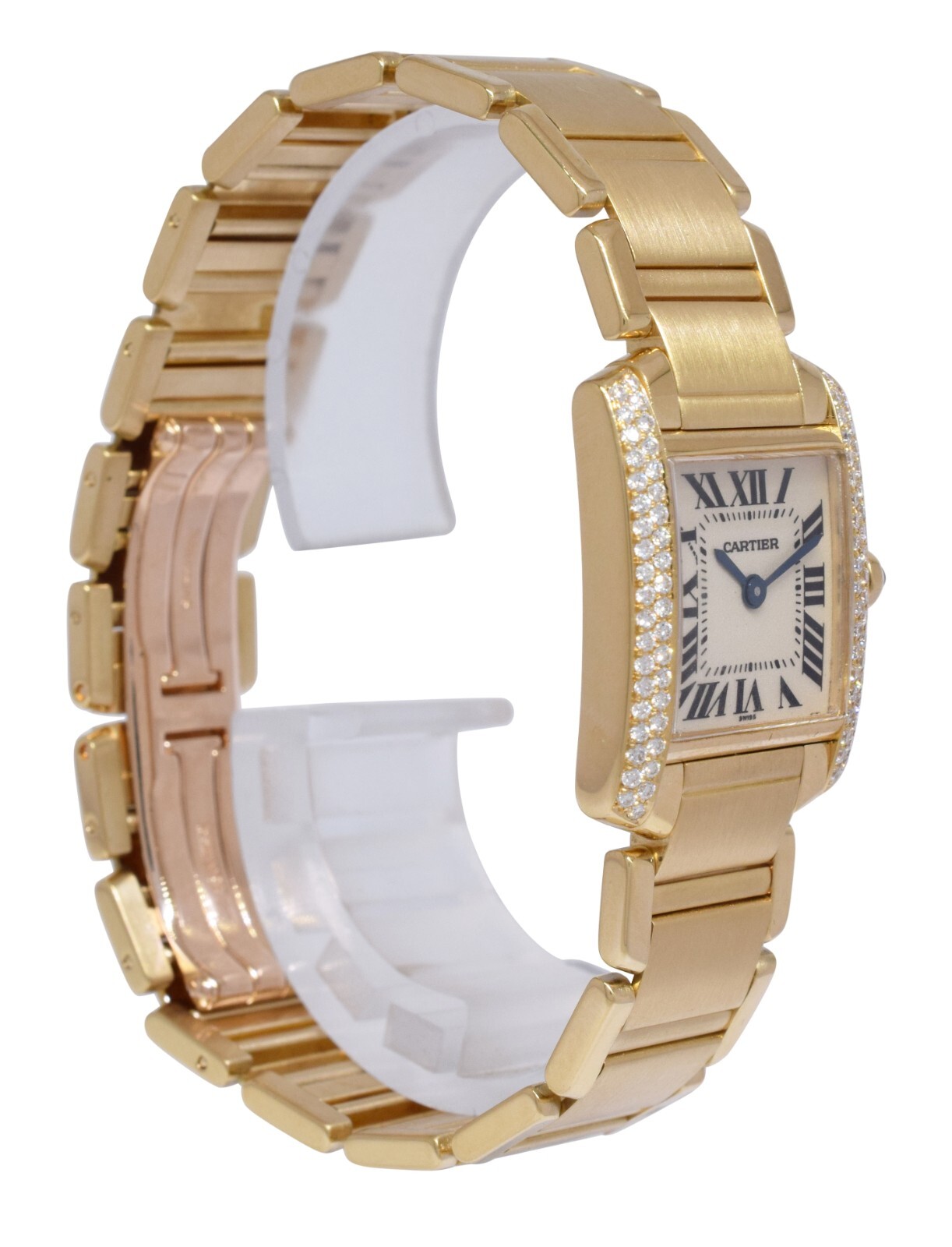 Cartier Tank Francaise Small 18k Yellow Gold & Diamond Bezel Ladies Watch 1820