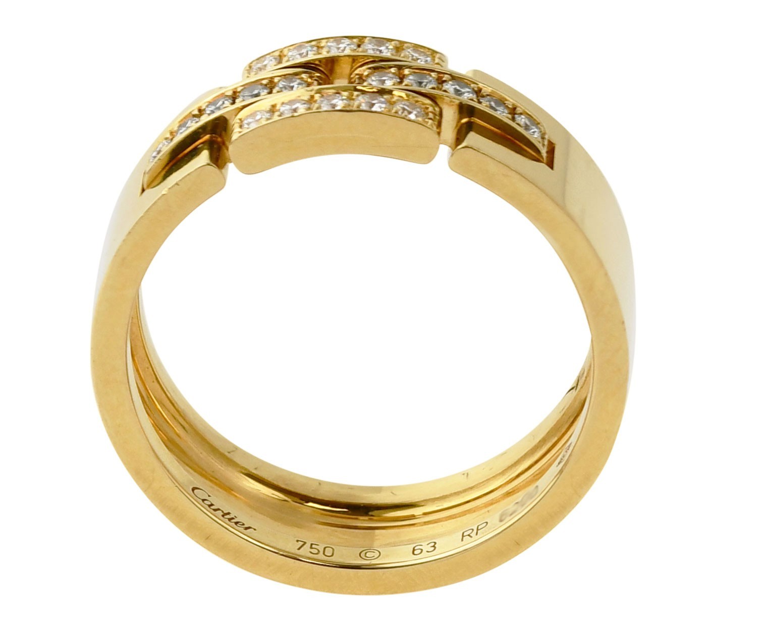 Cartier Maillon Panthere Ring Diamond 18k Yellow Gold Band Size 63 +Box B4081163