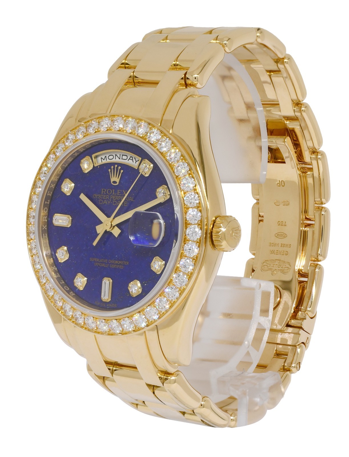 Rolex Masterpiece 18k Yellow Gold Lapis Lazuli Diamond 39mm Watch B/P Z 18948