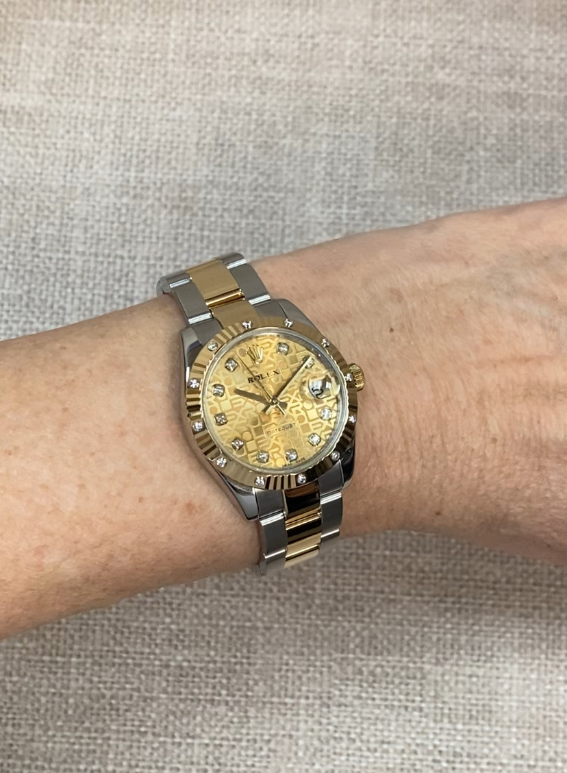 Rolex Datejust 18k Yellow Gold/Steel Jubilee Diamond 31mm Oyster Watch V 178313