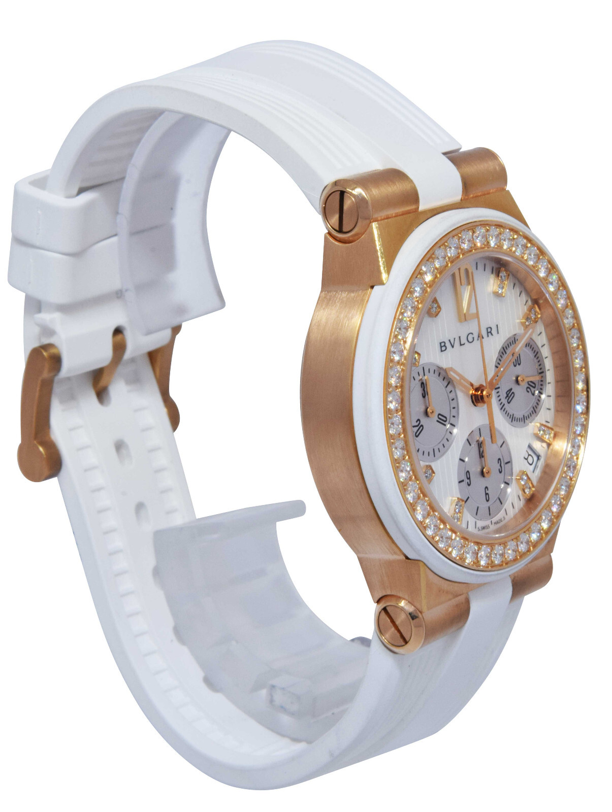Bvlgari Diagono 18k Rose Gold & Diamond Ladies Automatic Watch B/P DGP35GVCH