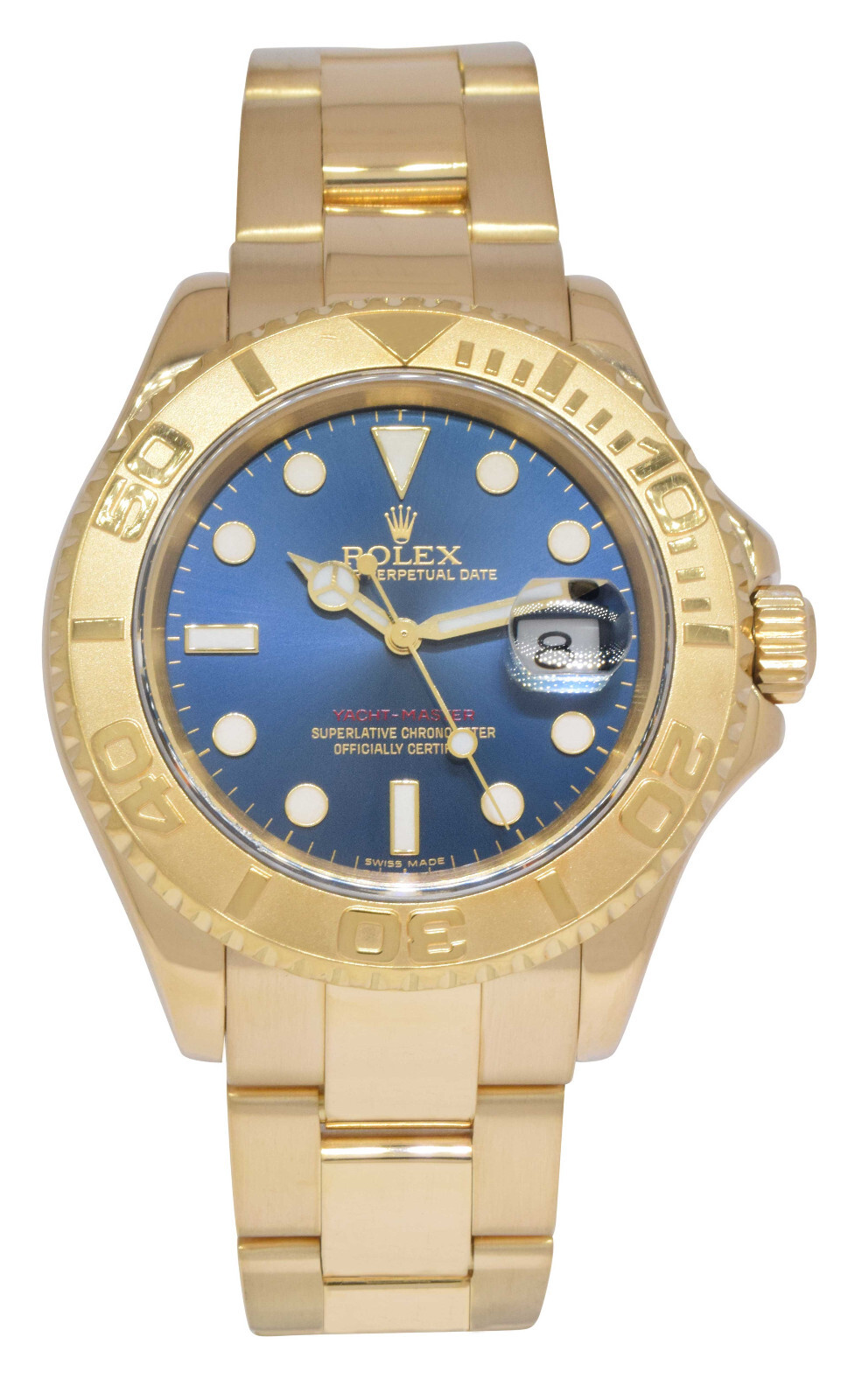 Rolex Yacht-Master 18k Yellow Gold Blue Dial Mens 40mm Watch P 16628