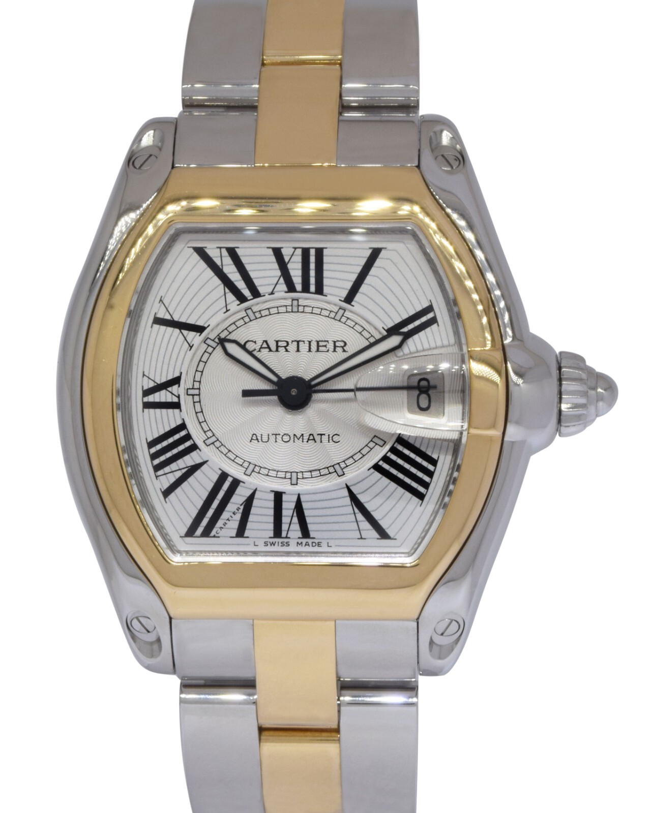 Cartier Roadster 18k Yellow Gold/Steel Silver Dial Automatic Watch W62031Y4 2510 Cartier Roadster 18k Yellow Gold/Steel Silver Dial Automatic Watch W62031Y4 2510