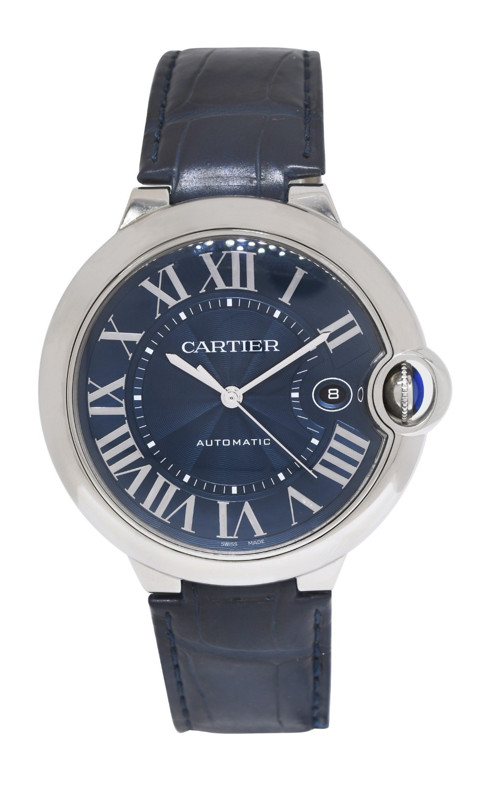Cartier Ballon Bleu 42mm Steel Blue Dial Mens Automatic Watch WSBB0027 3765