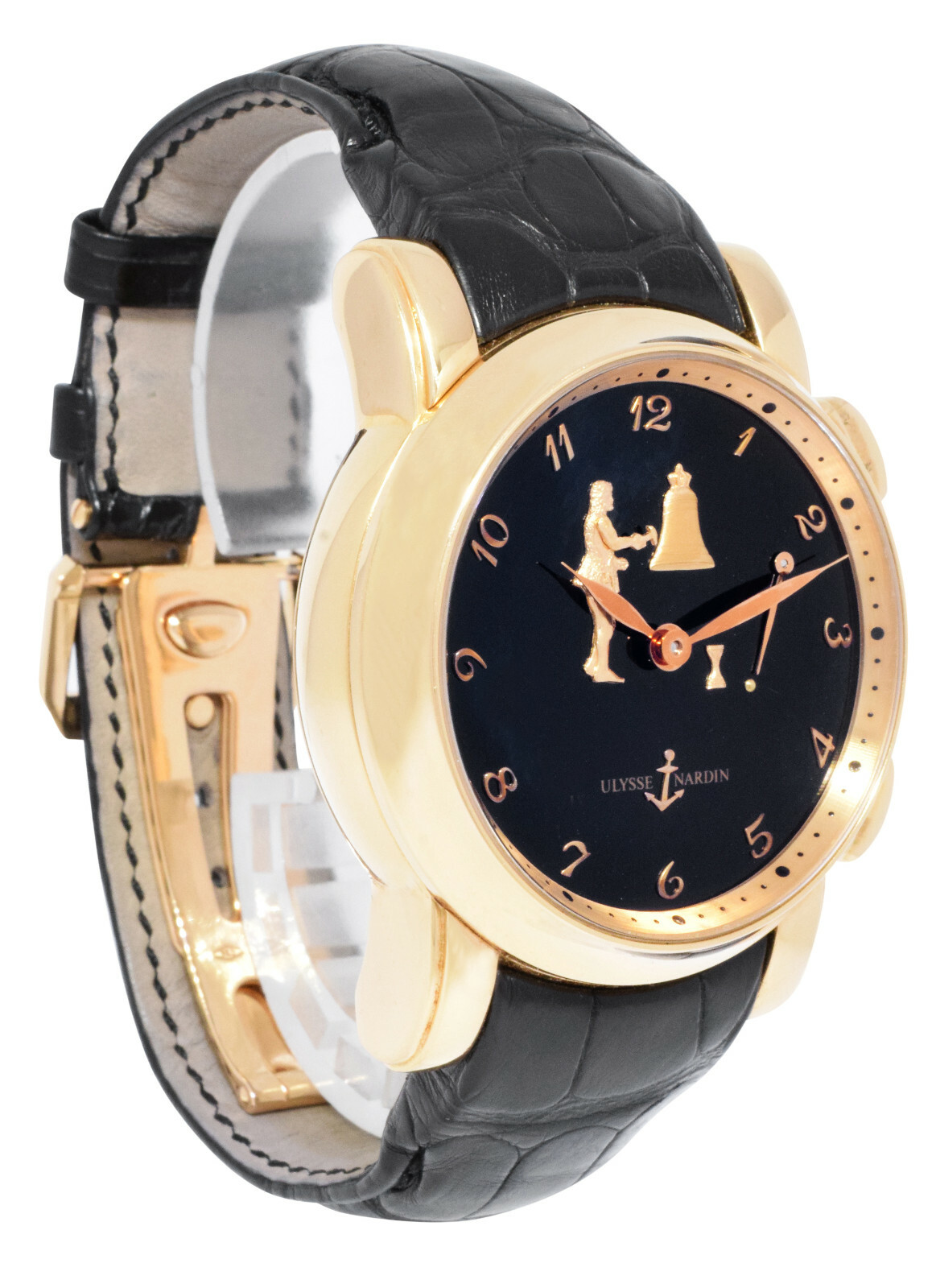 Ulysse Nardin Sonata Hourstricker 18k Rose Gold Black dial 42mm B/P 756-88