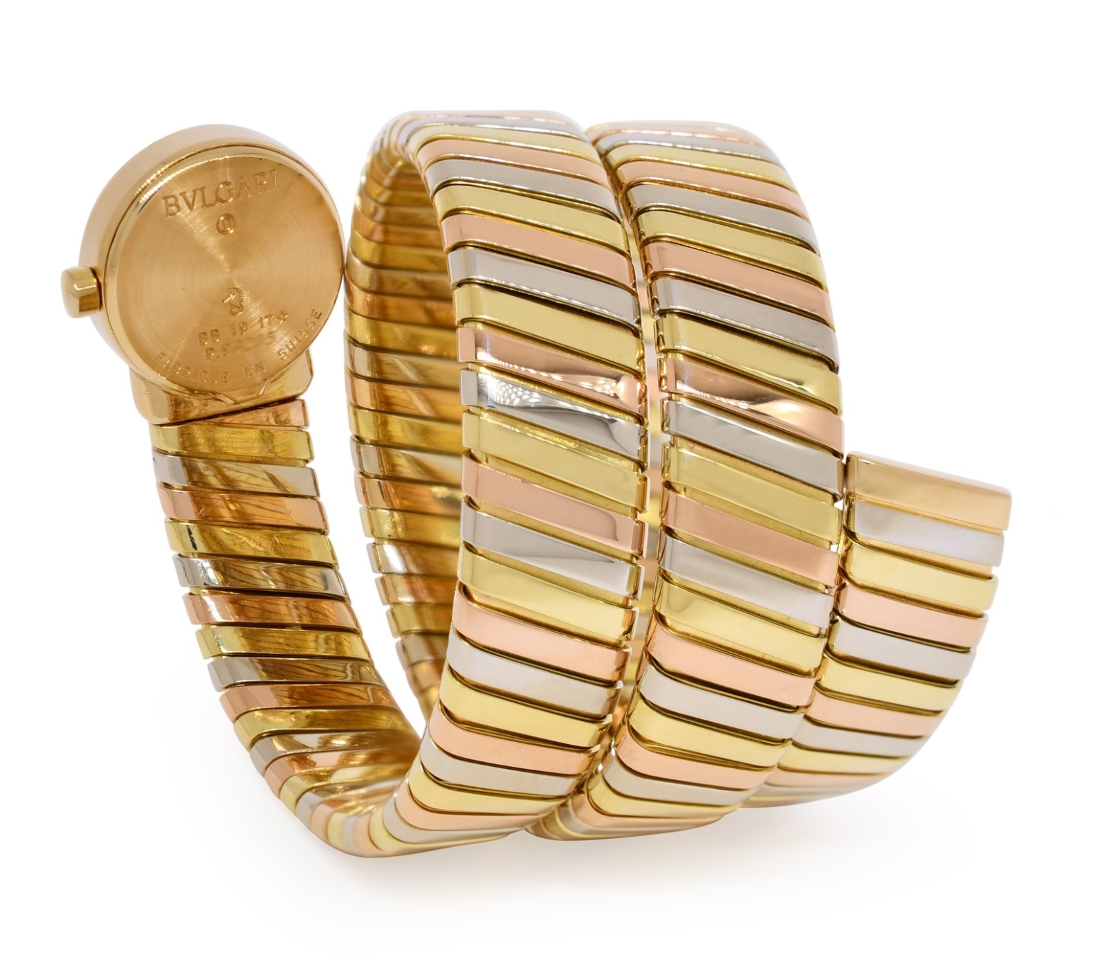 Bvlgari Serpenti Tubogas Yellow/White/Rose Tri-Tone Gold Ladies Watch BB191T