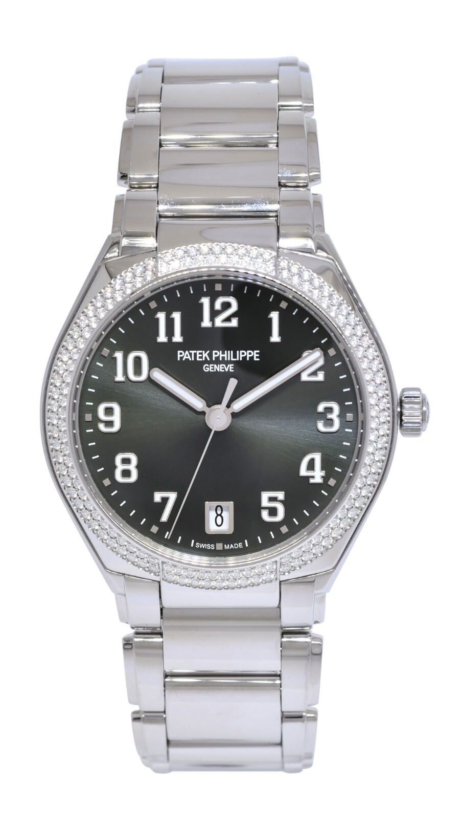 Patek Philippe Twenty~4 Steel & Diamond Olive Green Ladies Watch 7300/1200A-011