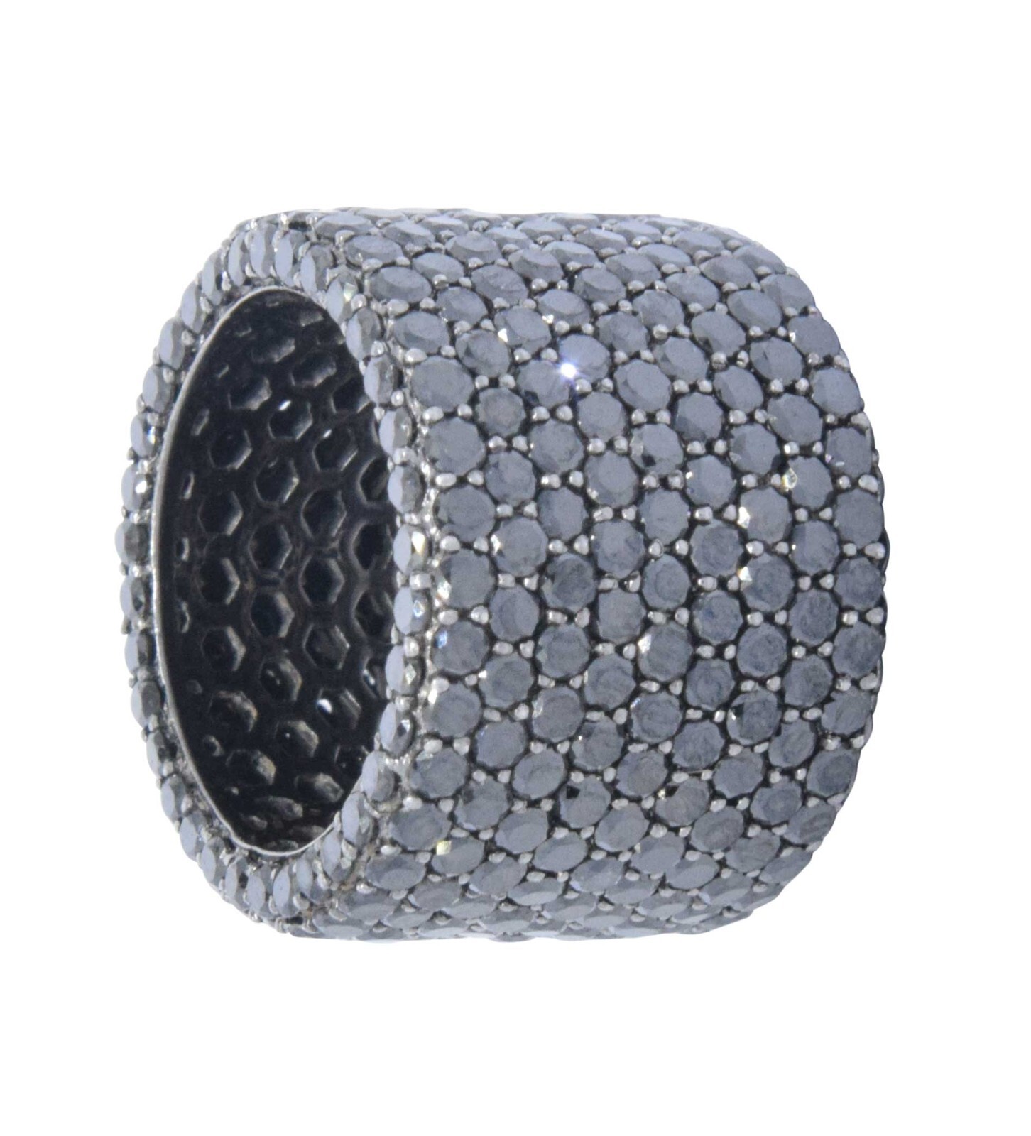 11.00 Carat Black Diamond in 14k White Gold Ring Size 4.5