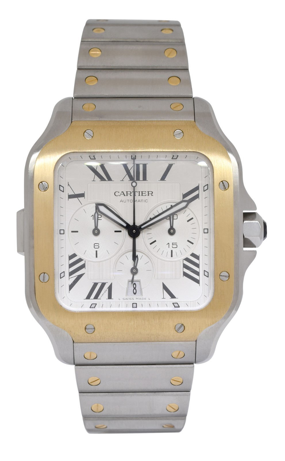 Cartier Santos XL Chronograph 18k Yellow Gold /Steel Mens Watch W2SA0008 4183