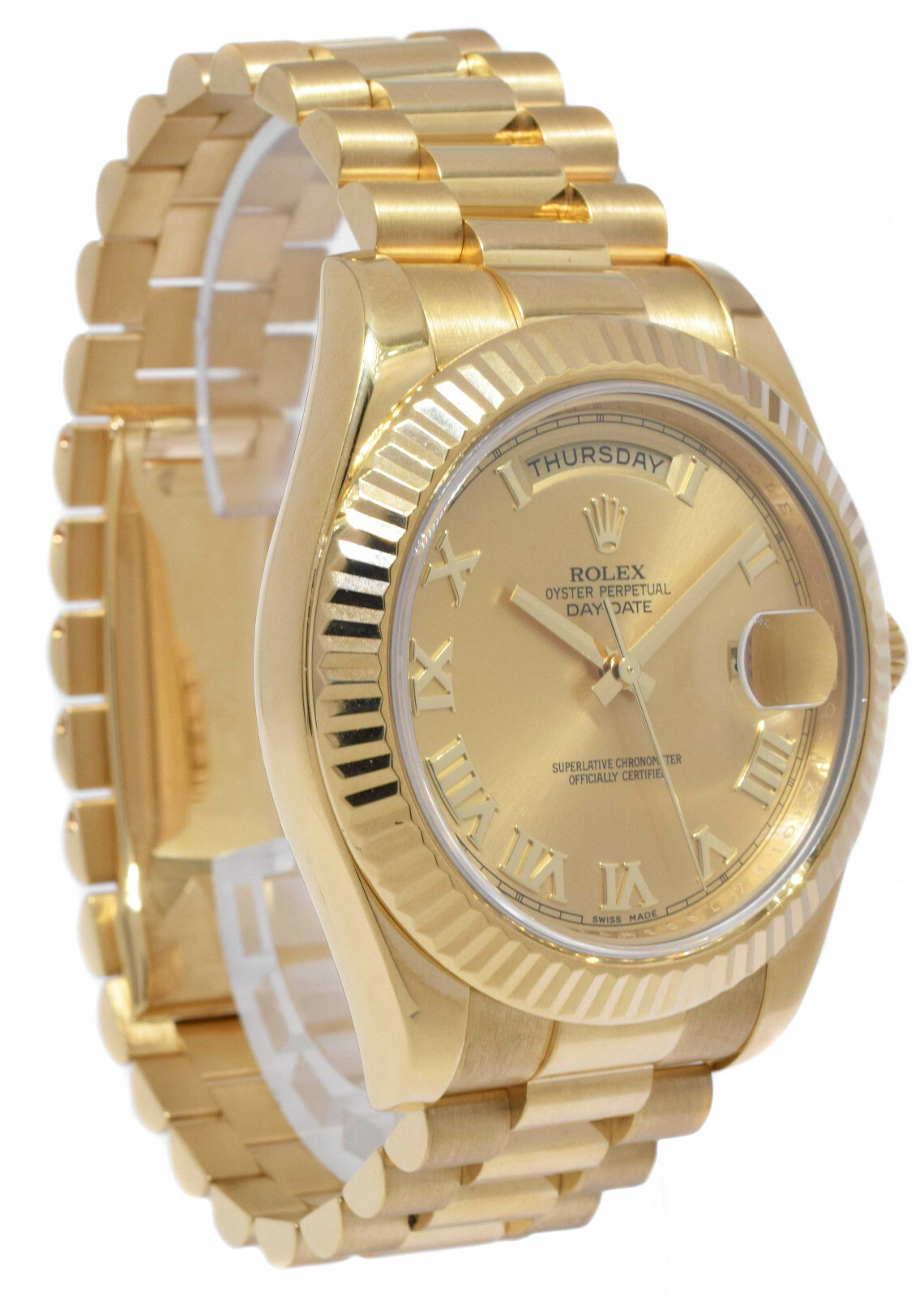 Rolex Day-Date II President 18k Yellow Gold Champagne Roman Watch '12+ 218238