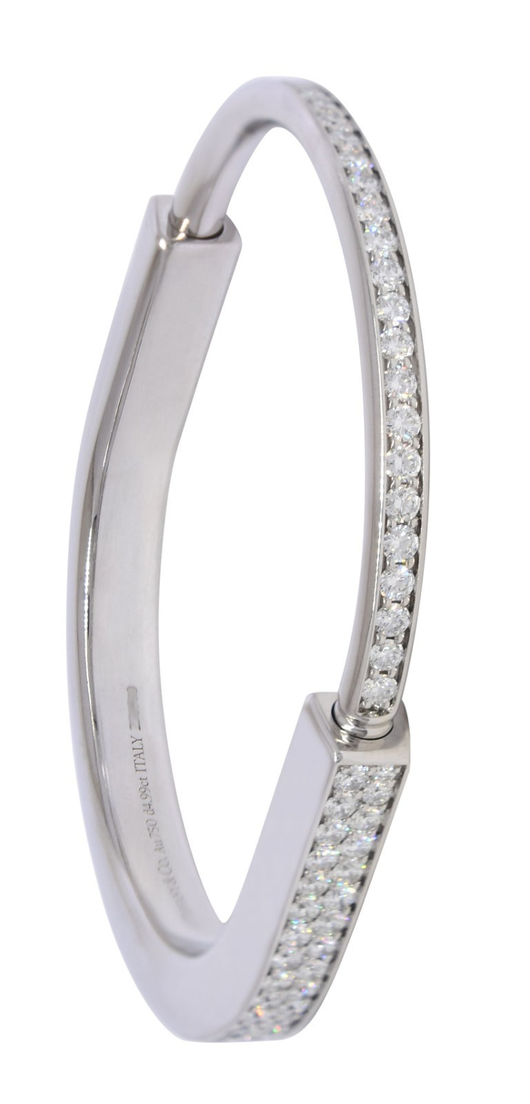 Tiffany & Co. Tiffany Lock Bangle Full Pave Diamond White Gold Bracelet Medium