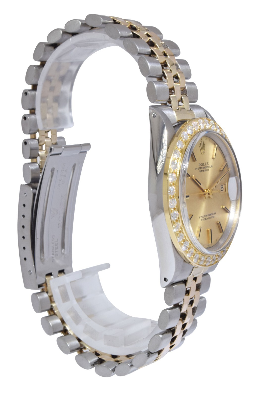 Rolex Datejust 14k Yellow Gold/Steel Diamond Bezel USA Bracelet Watch '71 1601 Rolex Datejust 14k Yellow Gold/Steel Diamond Bezel USA Bracelet Watch '71 1601