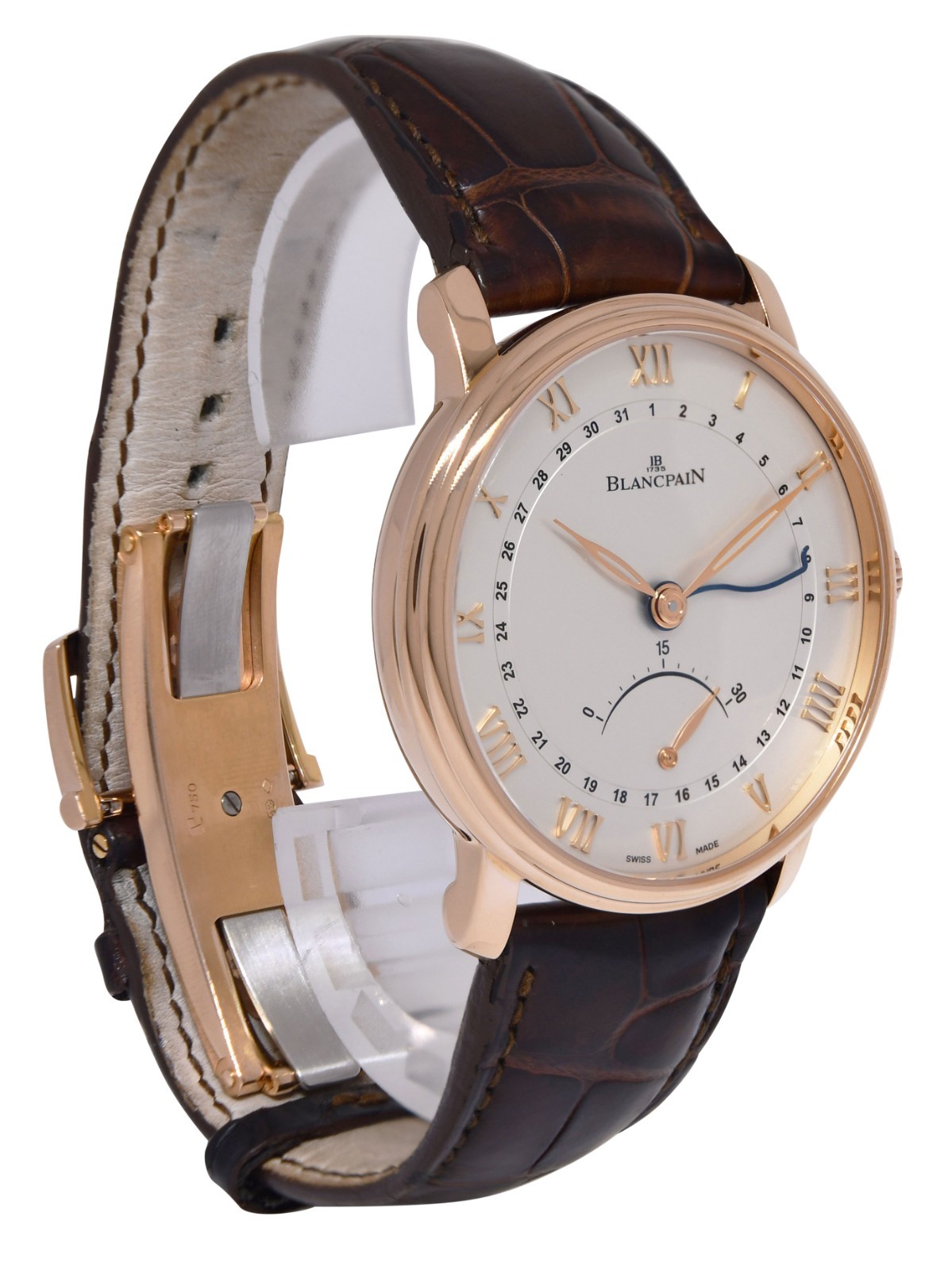 Blancpain Villeret Ultra Slim Rose Gold Retrograde Watch +Card 6653Q-3642-55B