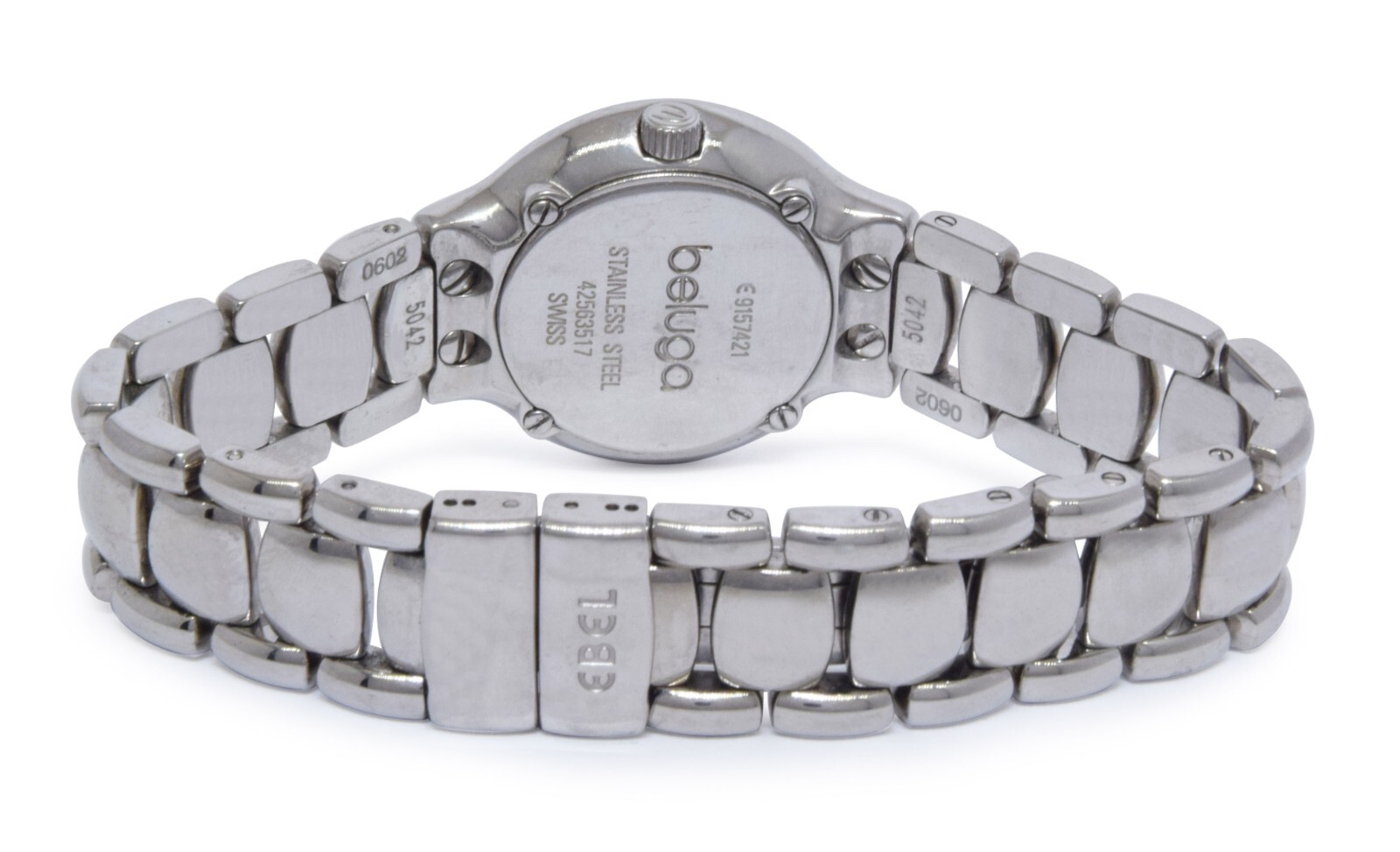 Ebel Beluga Steel Blue Sunburst Diamond Dial Ladies 27mm Quartz Watch E9157421