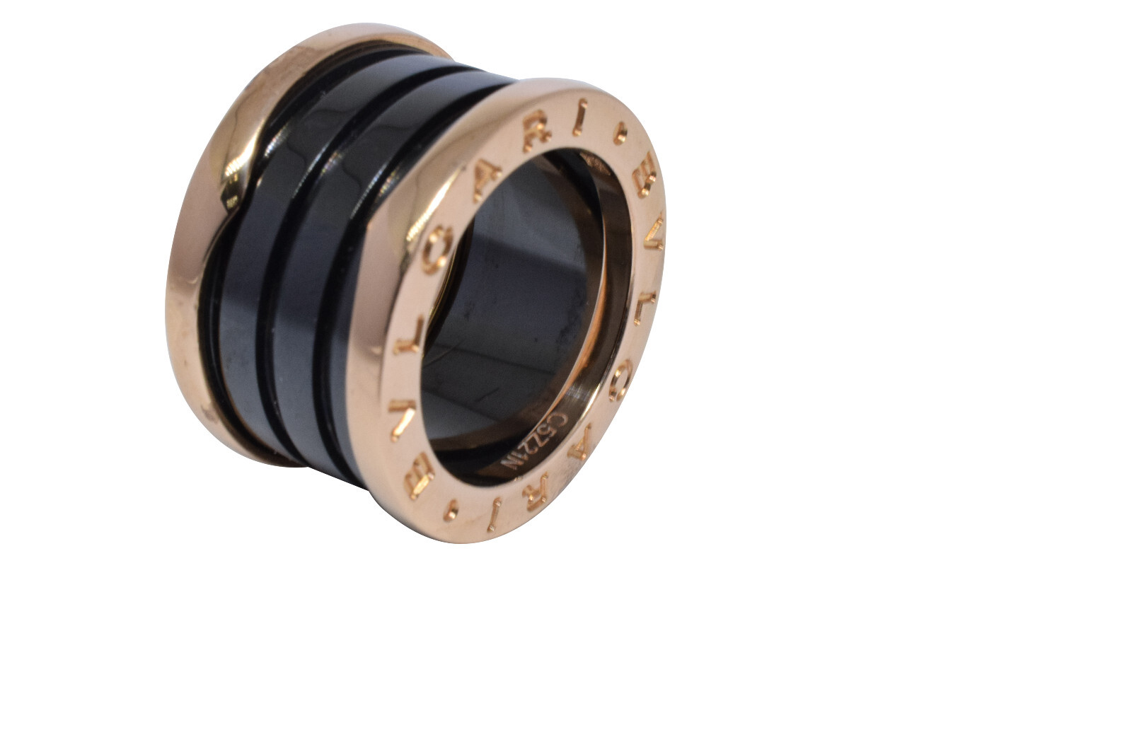 Bvlgari B.Zero1 18k Rose Gold & Black Ceramic Four Band Ring Size 47 B/P 345845
