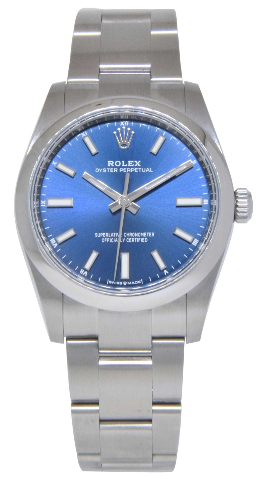 Rolex Oyster Perpetual 34 Steel Blue Dial Automatic Watch +Card '22  124200