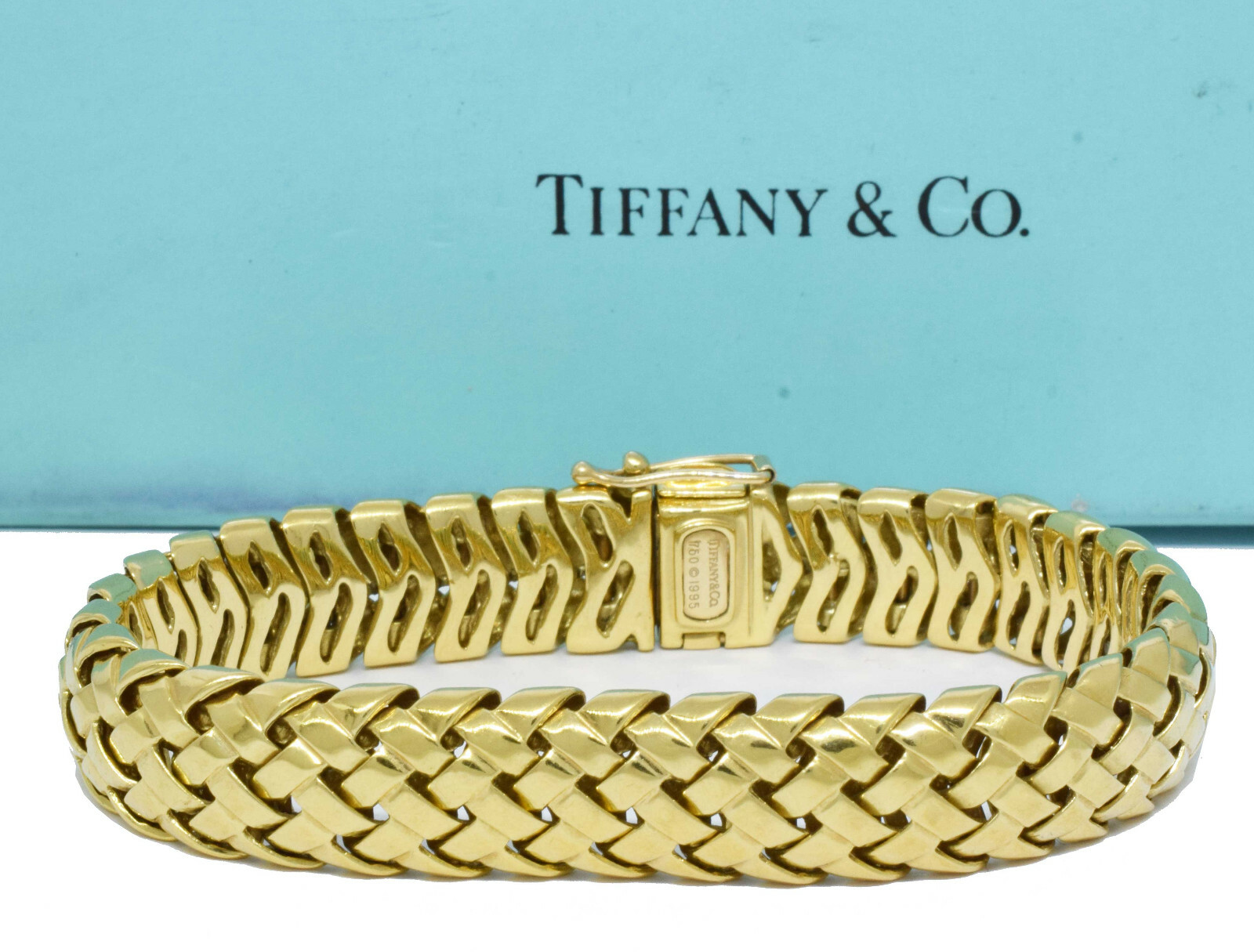 Tiffany & Co. Vannerie 18k Yellow Gold Woven Link Bracelet 7" with Box