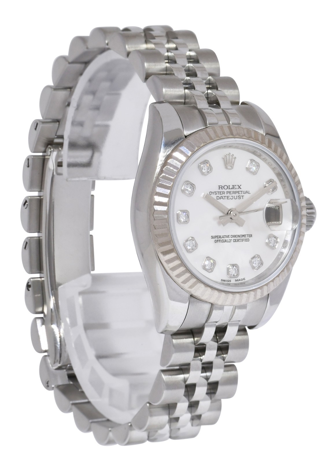 Rolex Datejust Steel/18k Gold Bezel MOP Diamond Dial 26mm Watch Z 179174