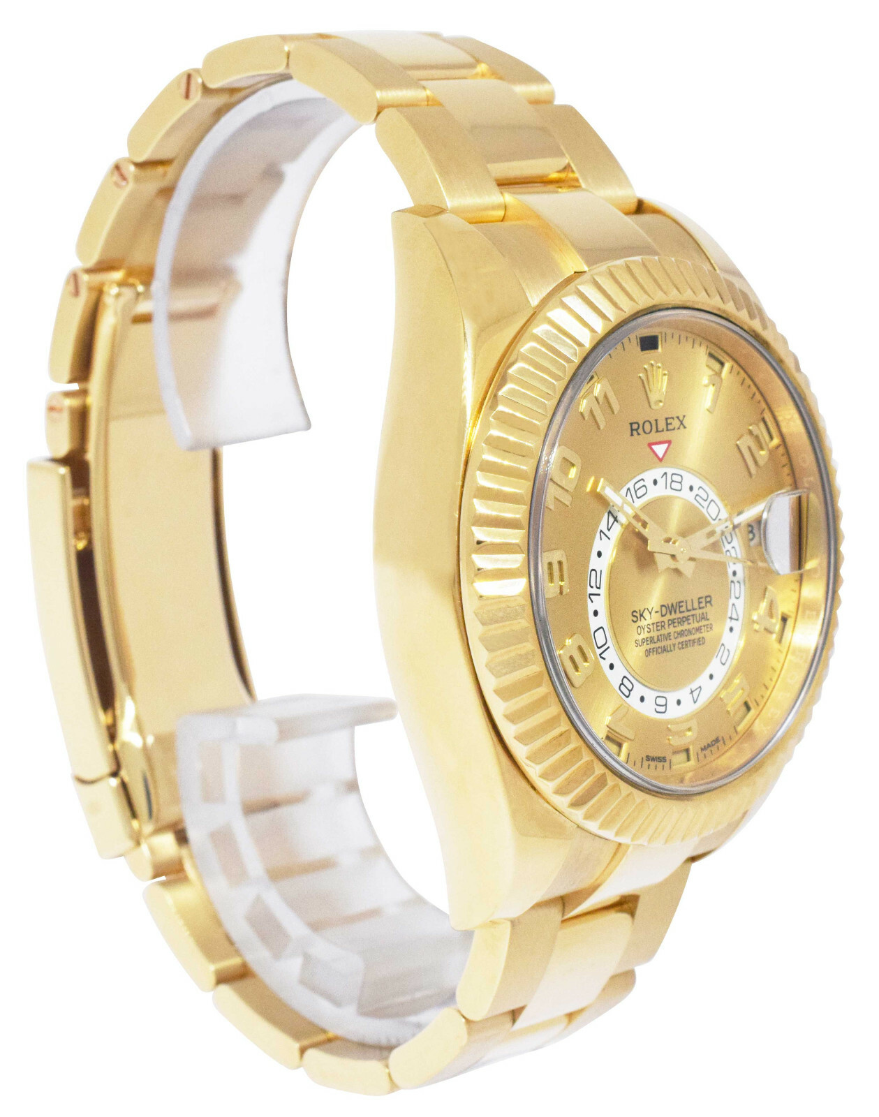 Rolex Sky-Dweller GMT 18k Yellow Gold Champagne Dial Mens Watch B/P '16 326938