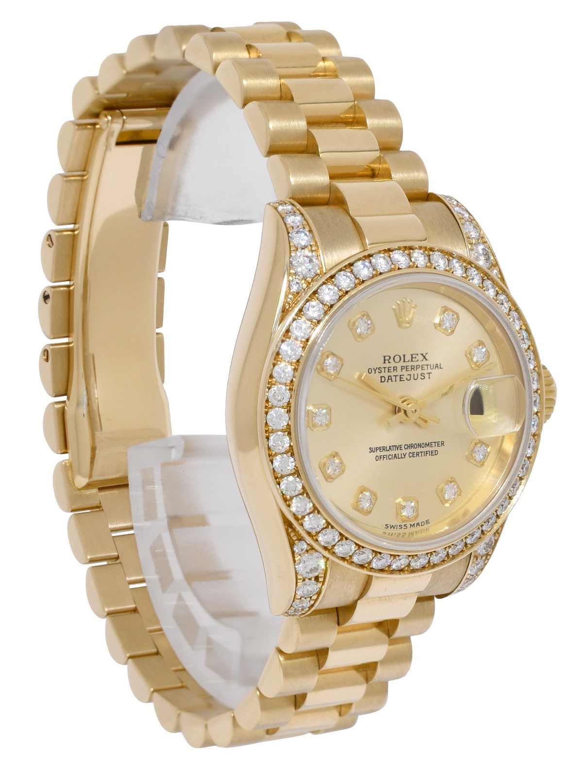 Rolex Datejust President 18k Yellow Gold Sundust Diamond 26mm Watch K 179158