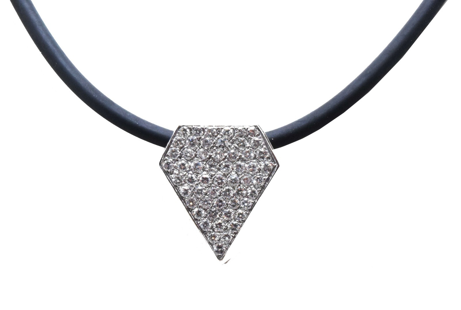 14K White Gold Ladies Pave Diamond Sheild Necklace Pendant TCW 3.00 14K White Gold Ladies Pave Diamond Sheild Necklace Pendant TCW 3.00