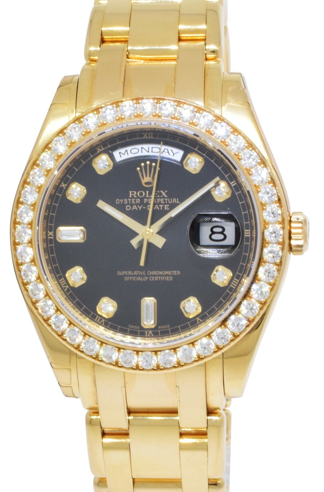 Rolex Masterpiece 18k Yellow Gold Black Diamond Dial/Bezel 39mm Watch 18948