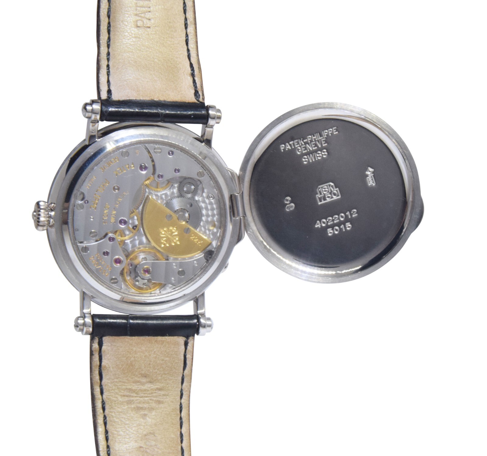 Patek Philippe 5015 Complications 18k White Gold Mens 35mm Watch 5015G