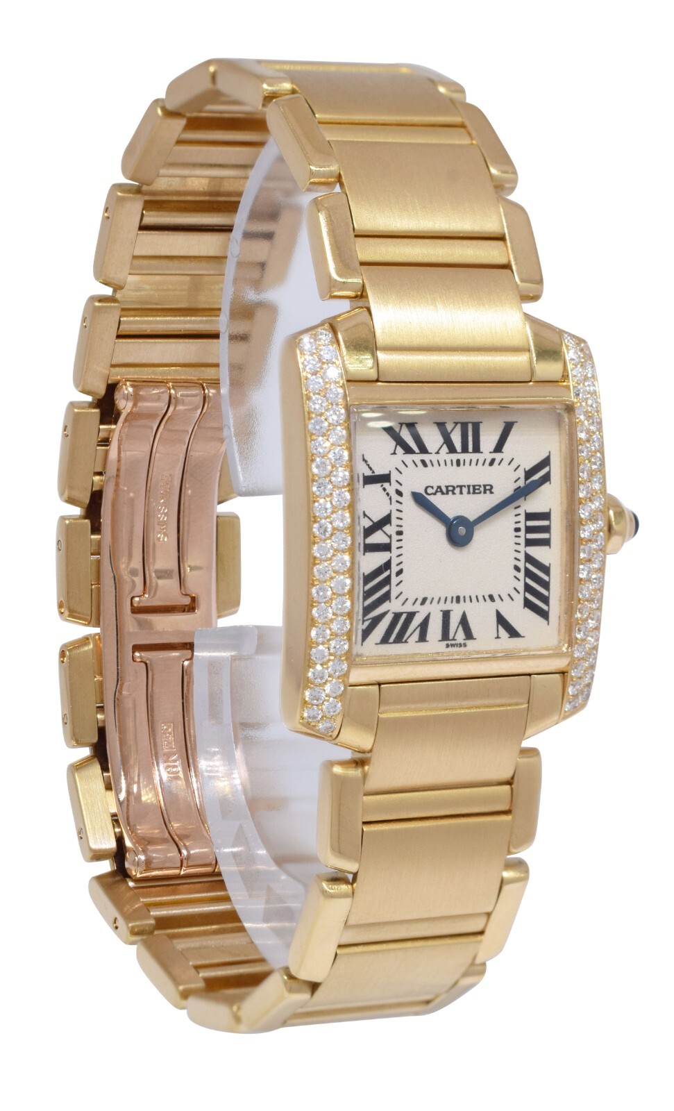 Cartier Tank Francaise Small 18k Yellow Gold & Diamond Bezel Ladies Watch 1820