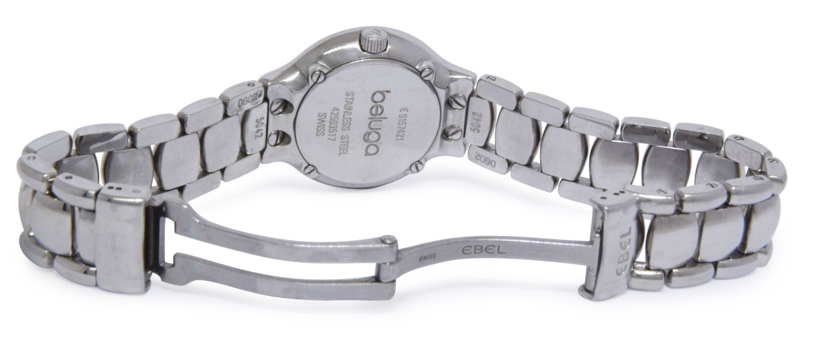 Ebel Beluga Steel Blue Sunburst Diamond Dial Ladies 27mm Quartz Watch E9157421