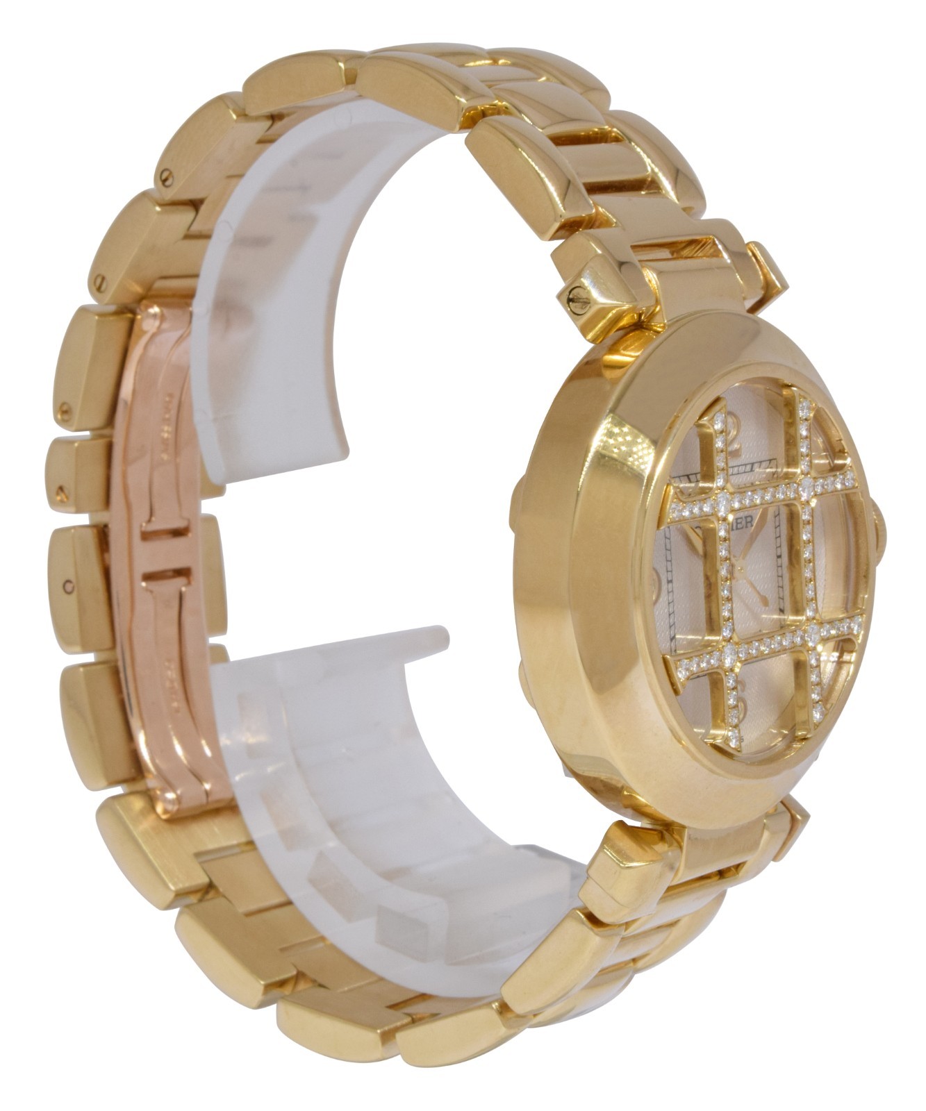 Cartier Pasha 18k Yellow Gold Diamond Grid Ladies 32mm Watch WJ1013H9 2399