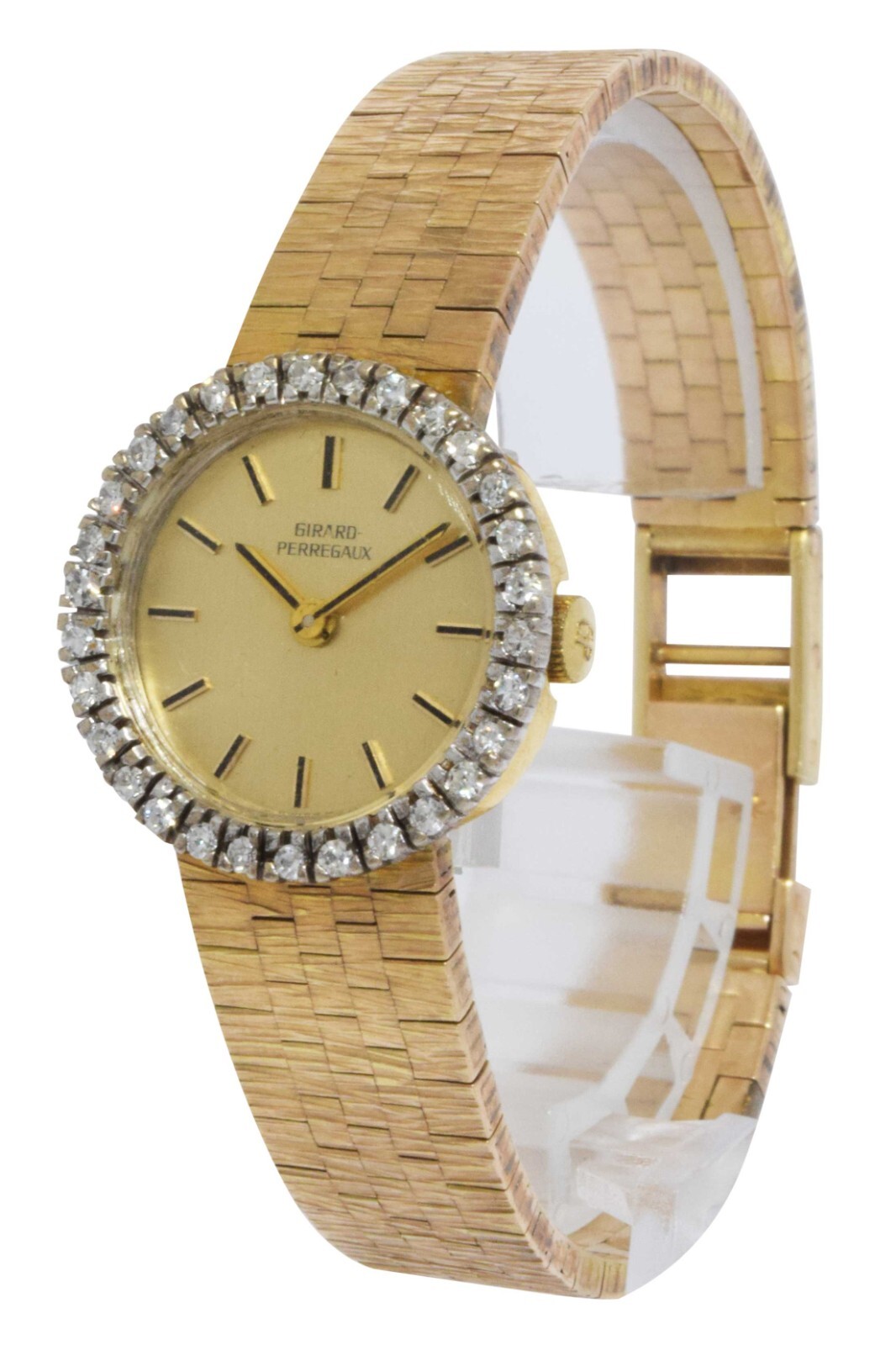 Girard Perragaux Vintage 18k Yellow Gold Diamond Bezel Ladies Manual Watch